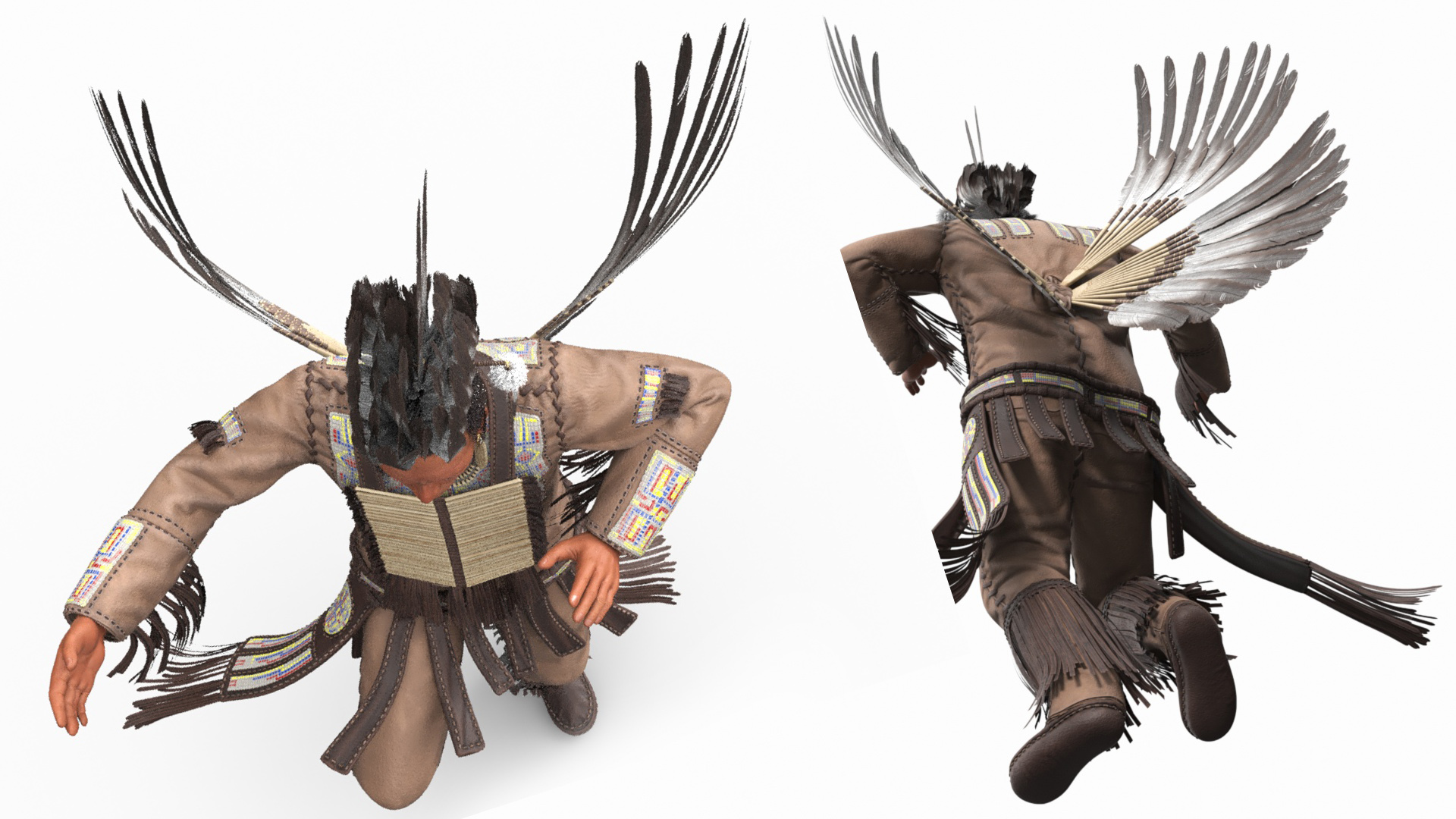 3D American Indian in a Ritual Dance model