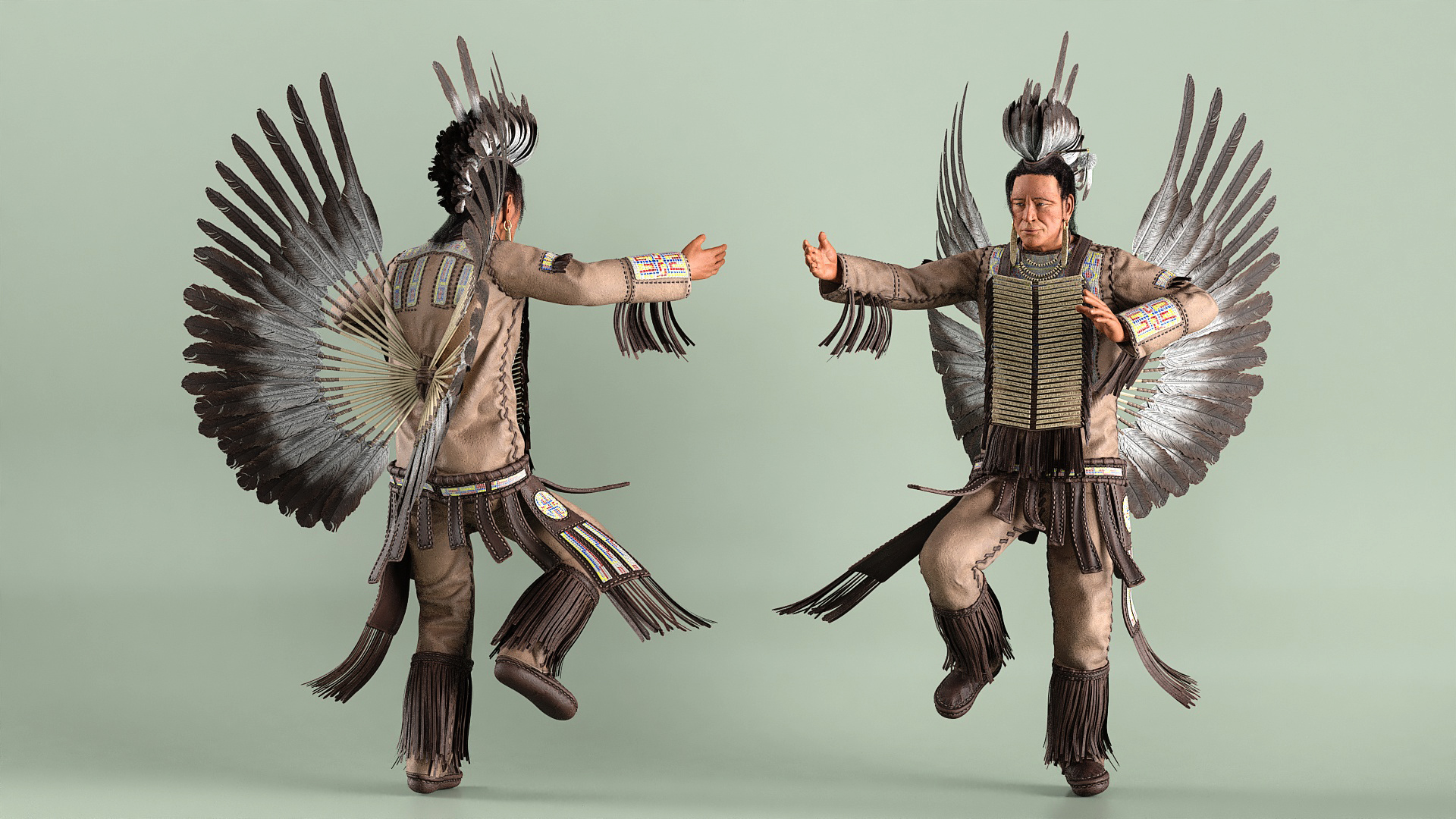 3D American Indian in a Ritual Dance model