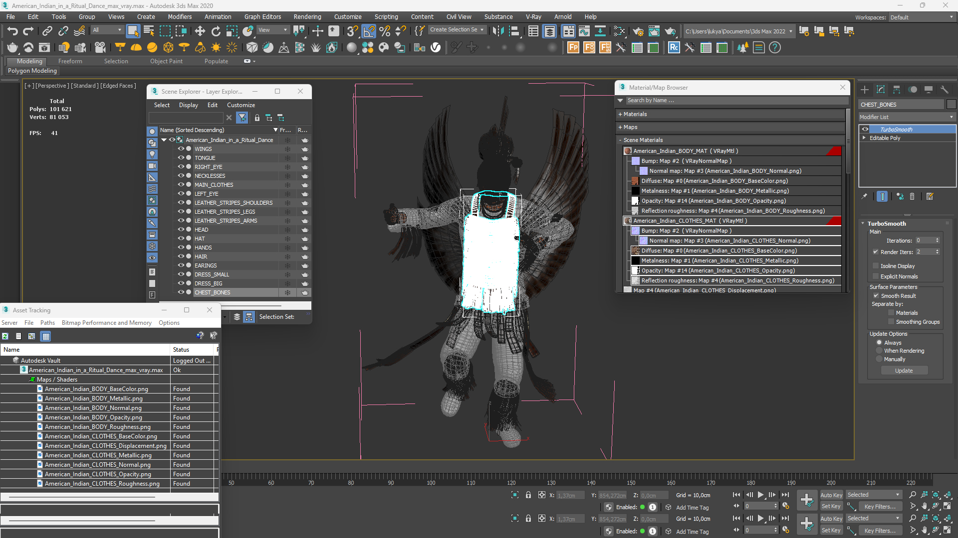 3D American Indian in a Ritual Dance model