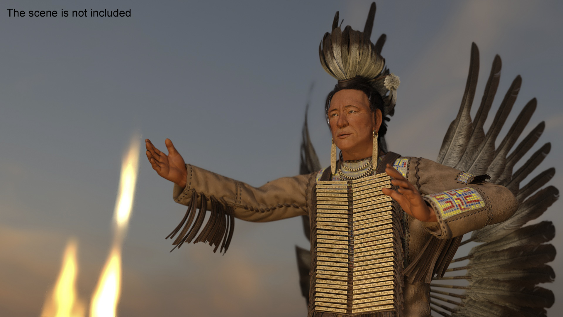 3D American Indian in a Ritual Dance model