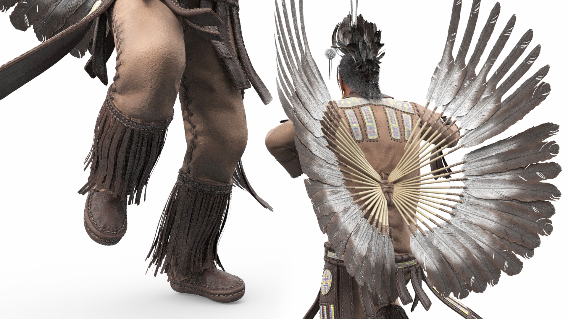 3D American Indian in a Ritual Dance model