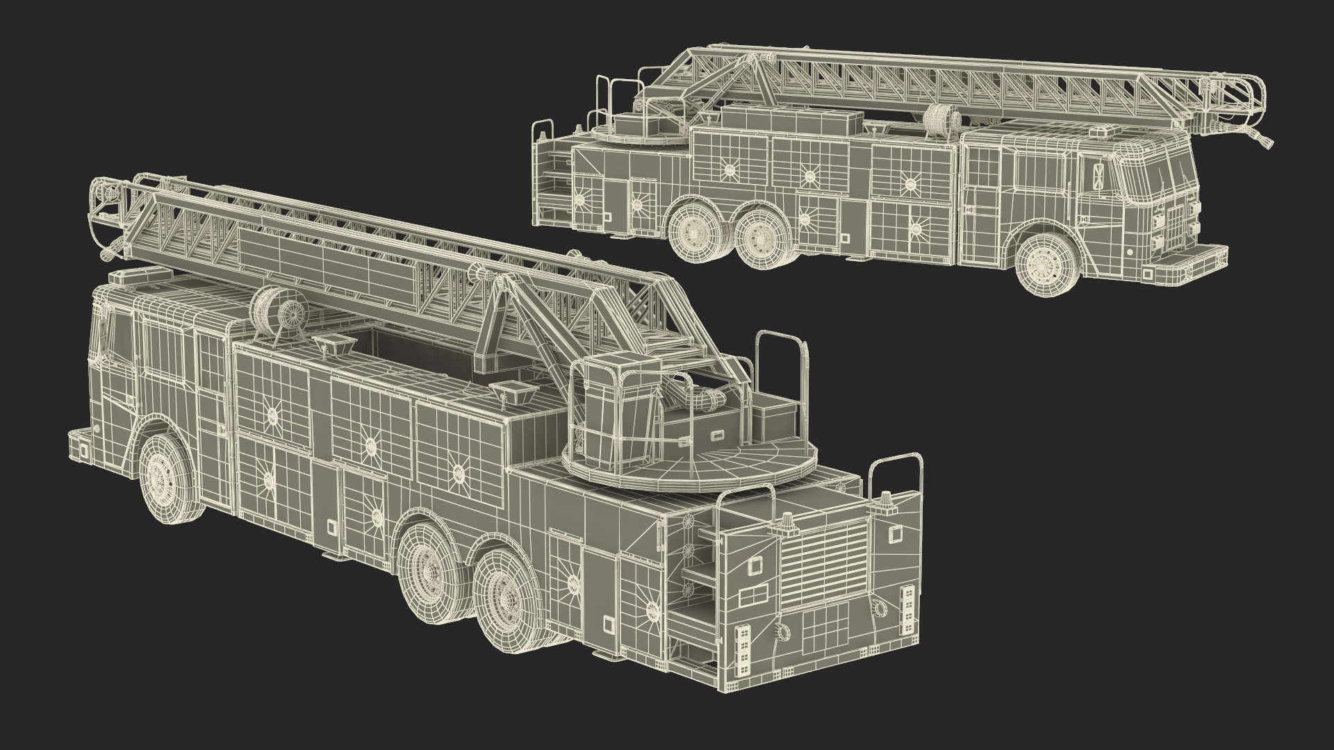 3D Rear Mount Ladder Fire Truck model