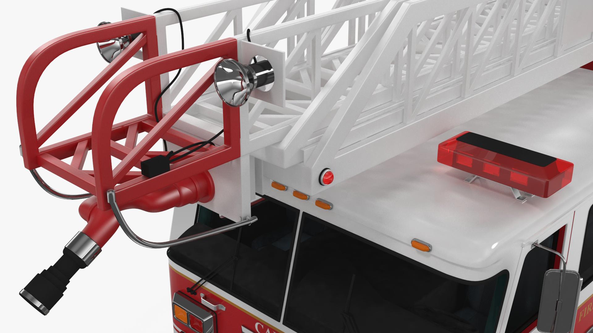 3D Rear Mount Ladder Fire Truck model