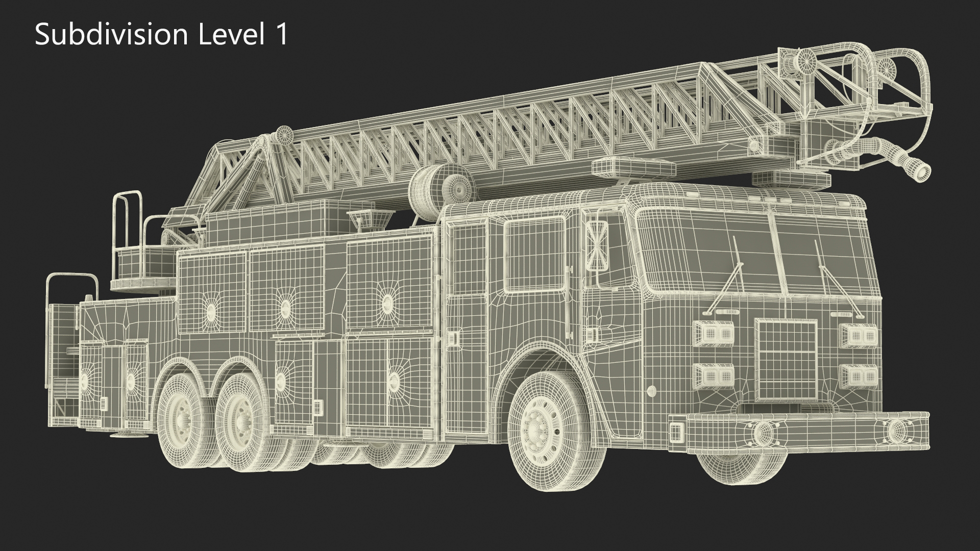 3D Rear Mount Ladder Fire Truck model