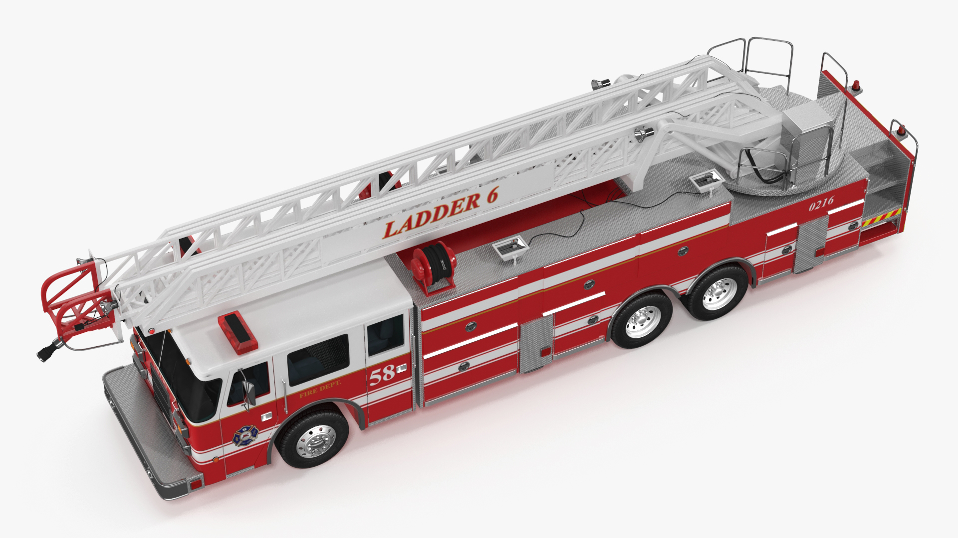 3D Rear Mount Ladder Fire Truck model