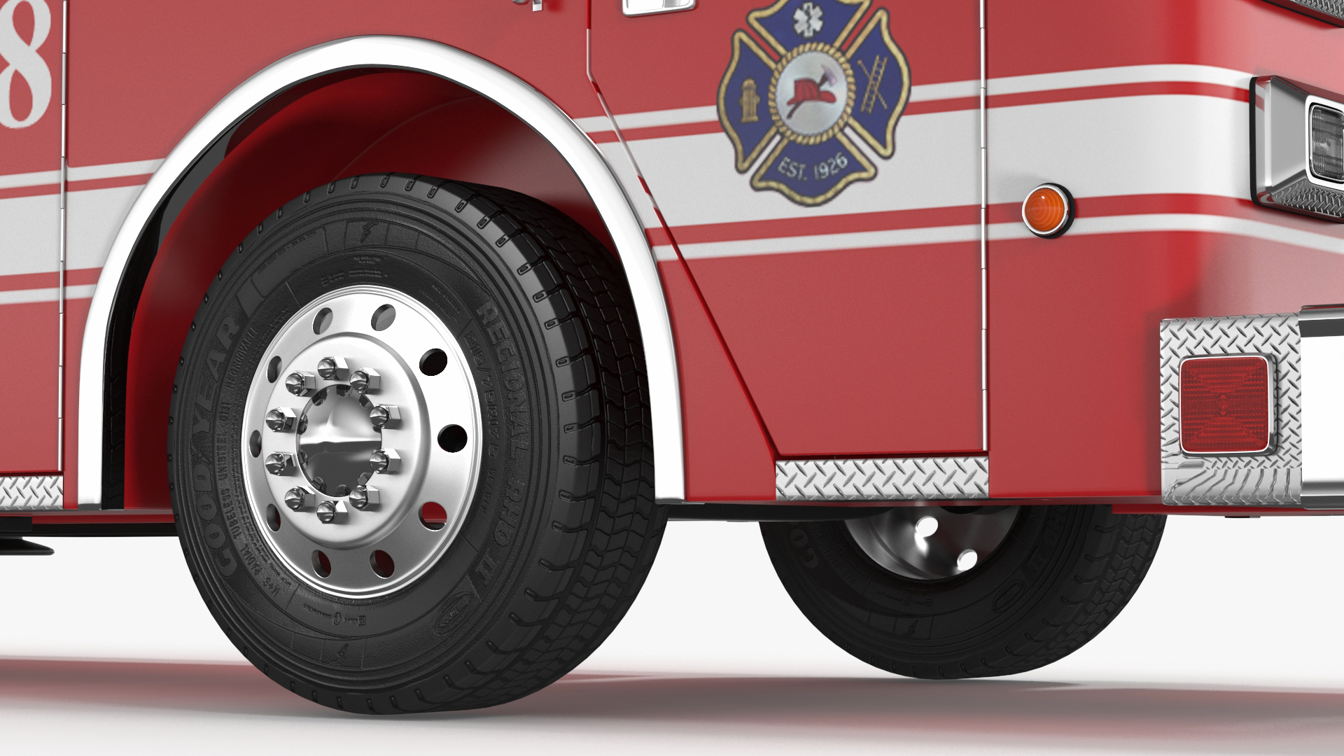 3D Rear Mount Ladder Fire Truck model