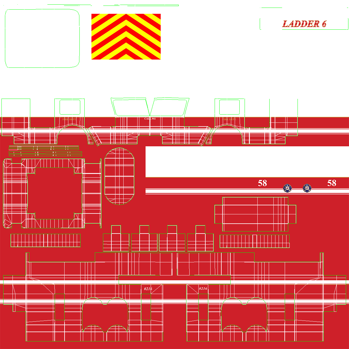 3D Rear Mount Ladder Fire Truck model