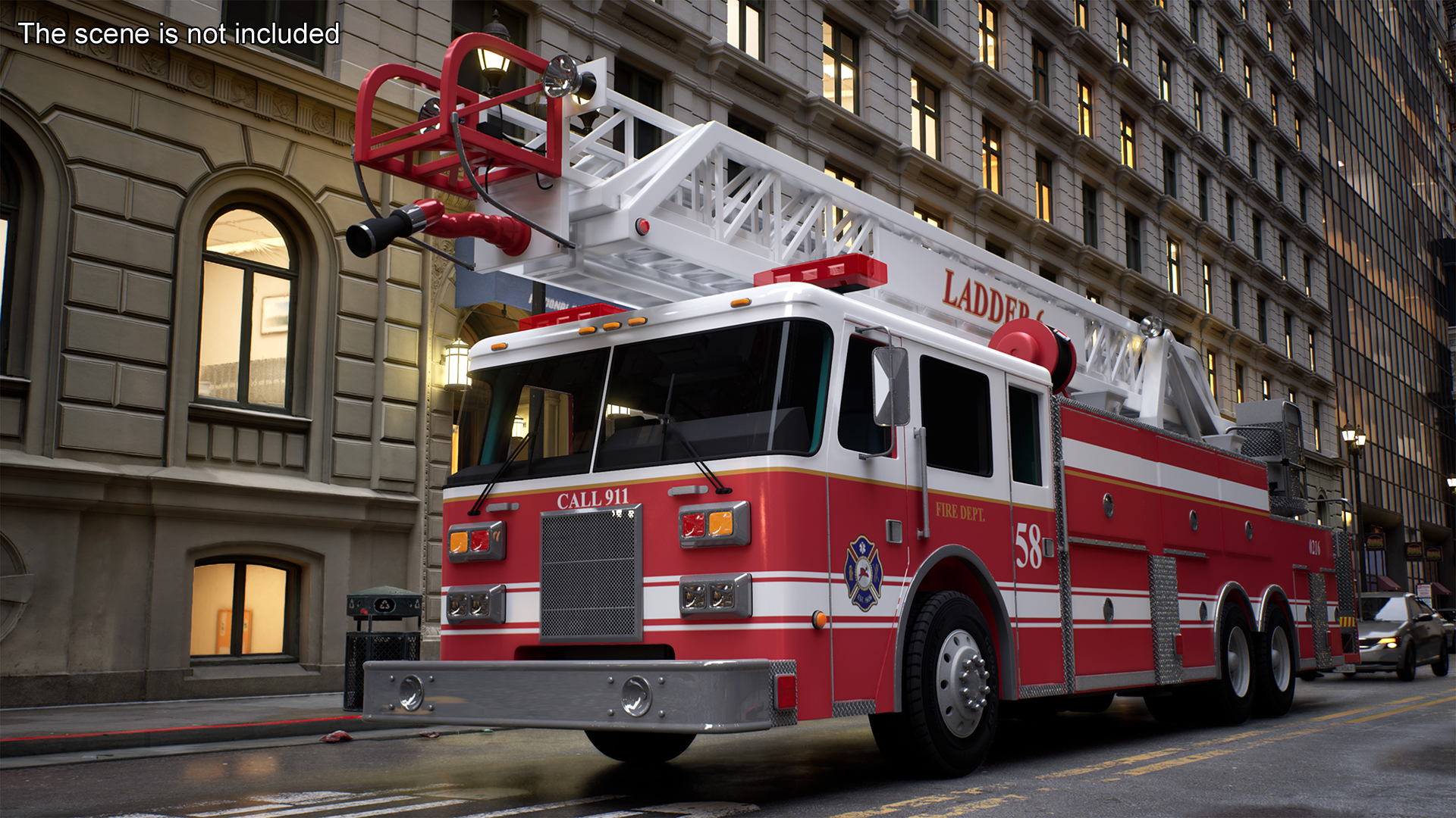 3D Rear Mount Ladder Fire Truck model