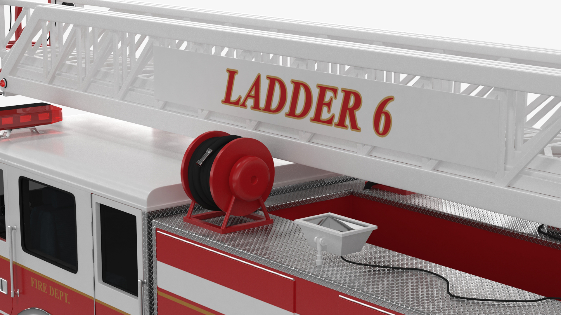 3D Rear Mount Ladder Fire Truck model