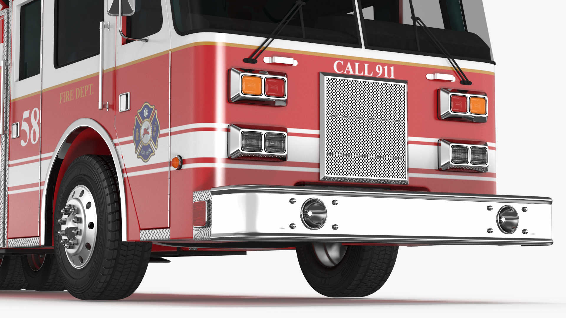 3D Rear Mount Ladder Fire Truck model