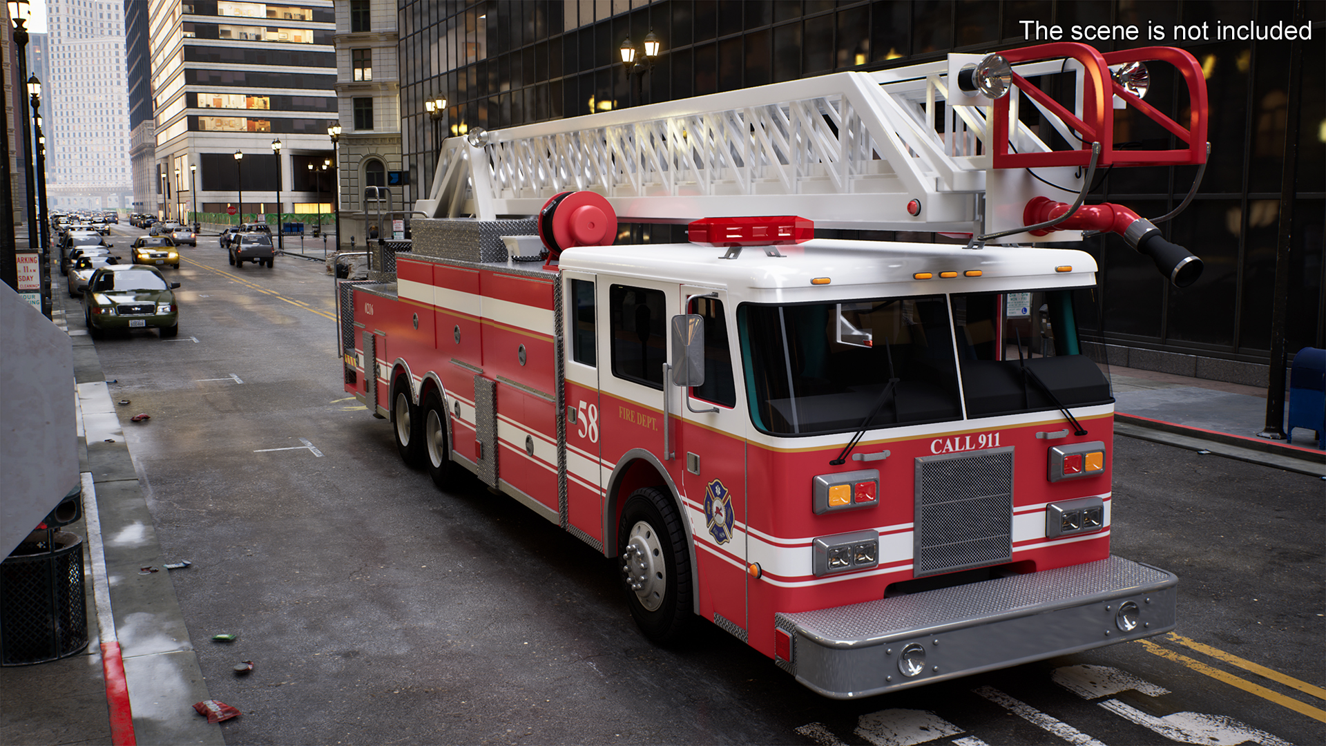 3D Rear Mount Ladder Fire Truck model