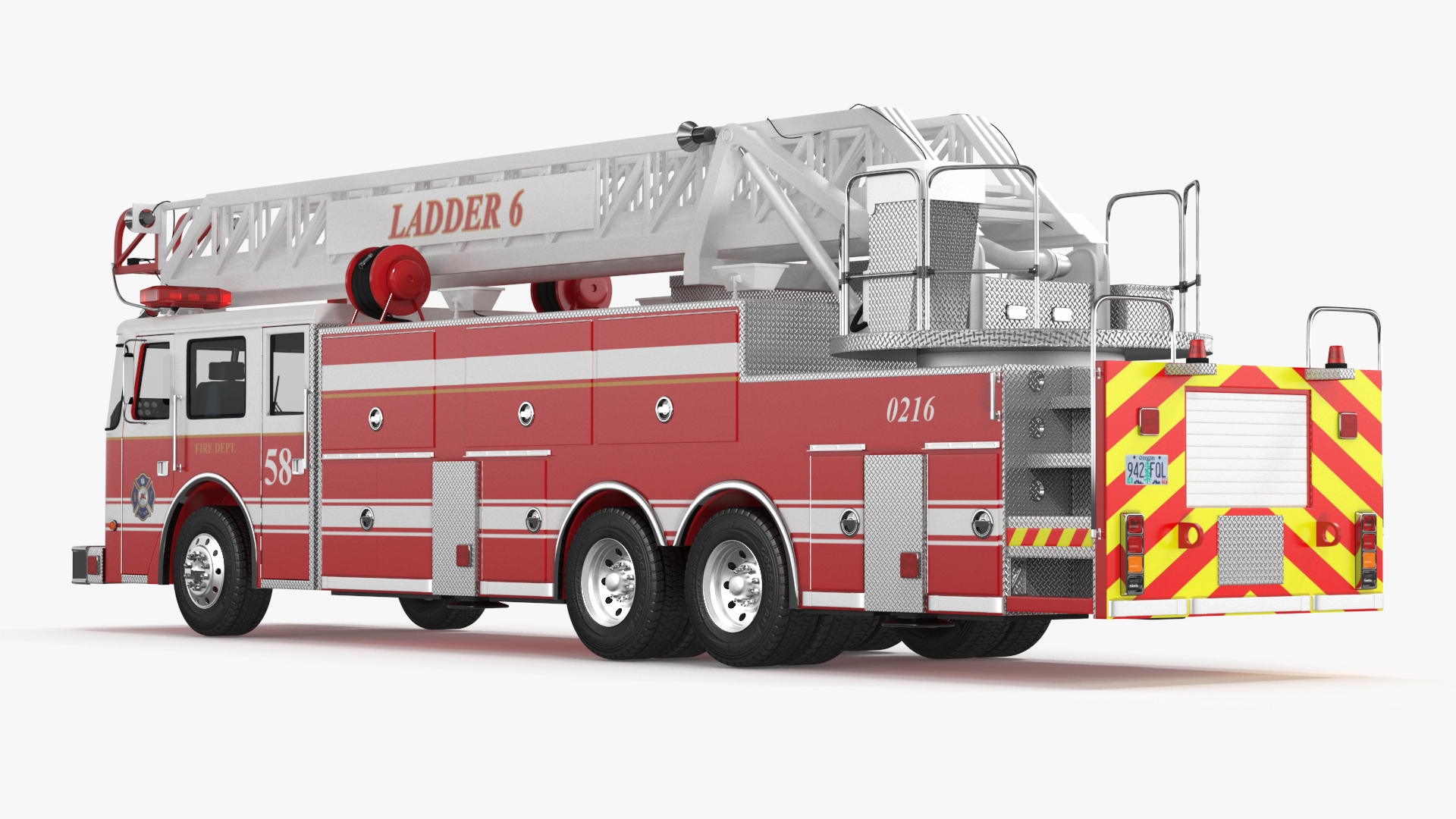 3D Rear Mount Ladder Fire Truck model