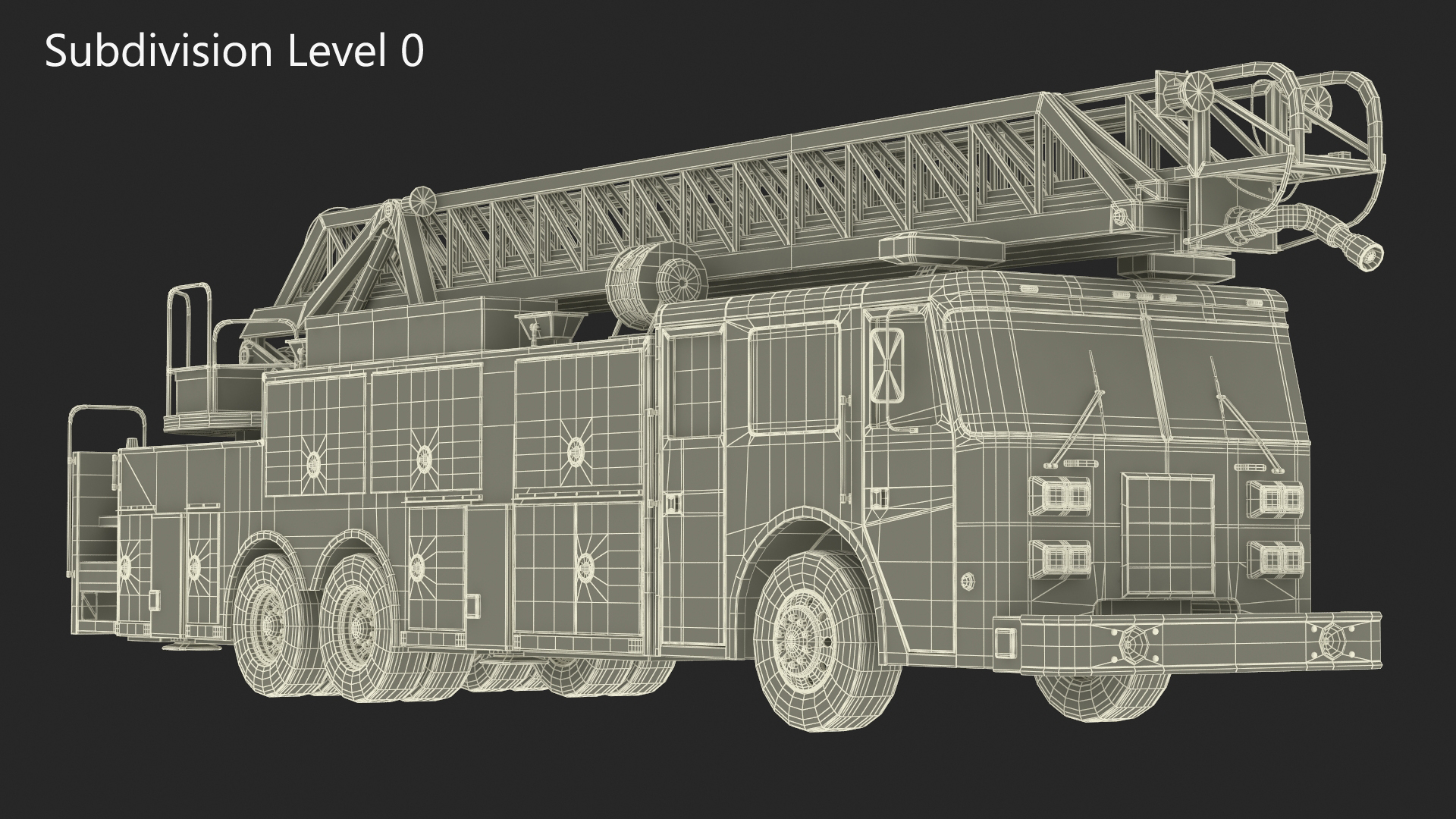 3D Rear Mount Ladder Fire Truck model