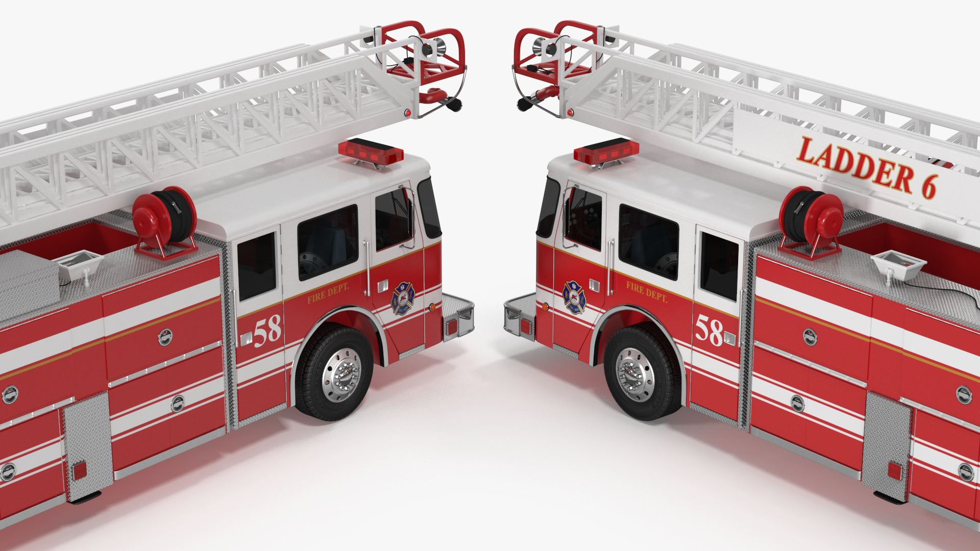 3D Rear Mount Ladder Fire Truck model