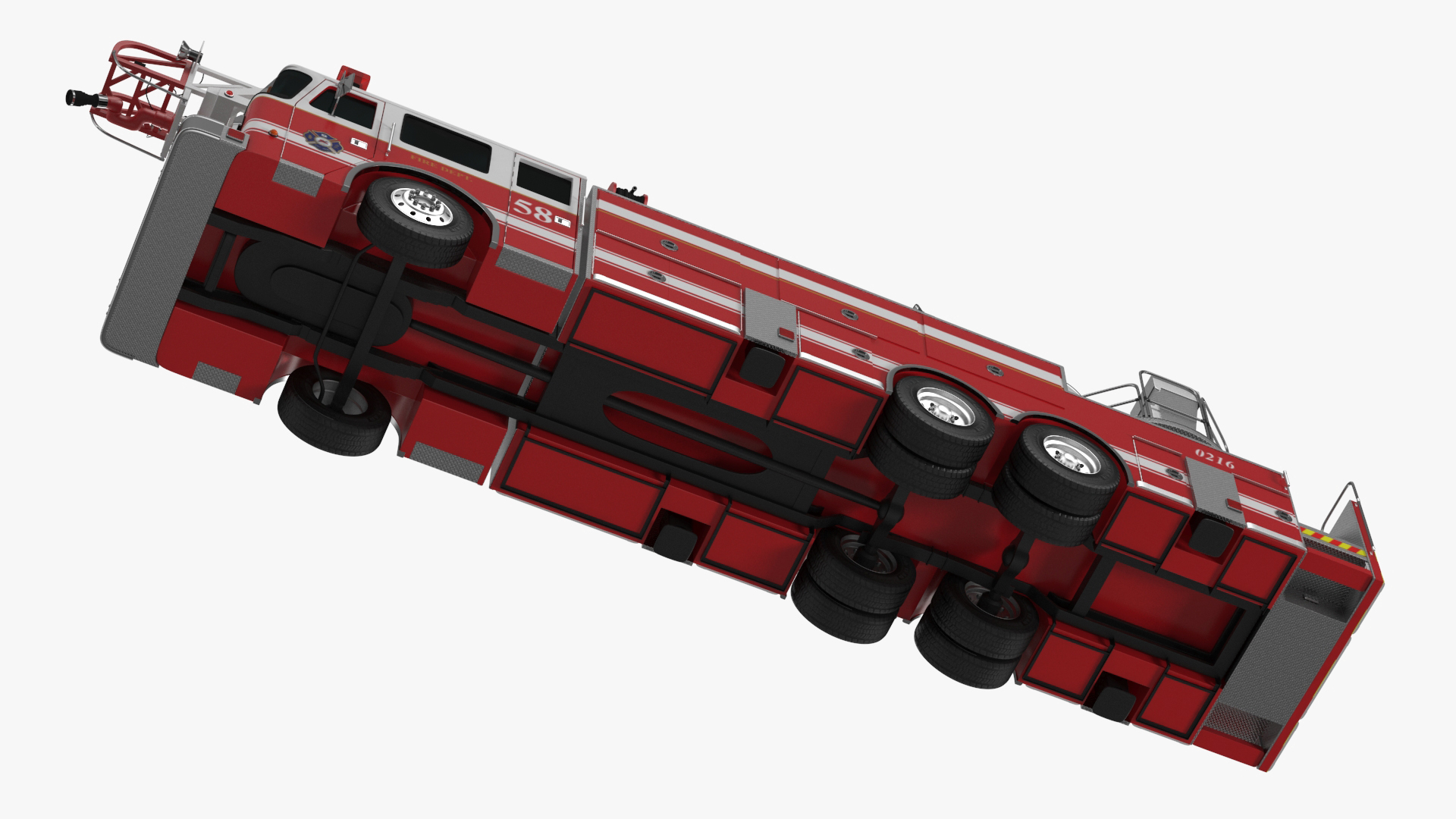 3D Rear Mount Ladder Fire Truck model