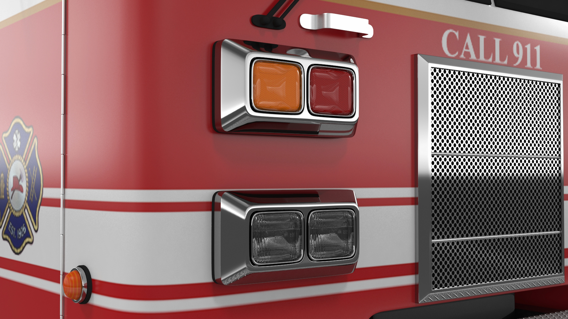 3D Rear Mount Ladder Fire Truck model