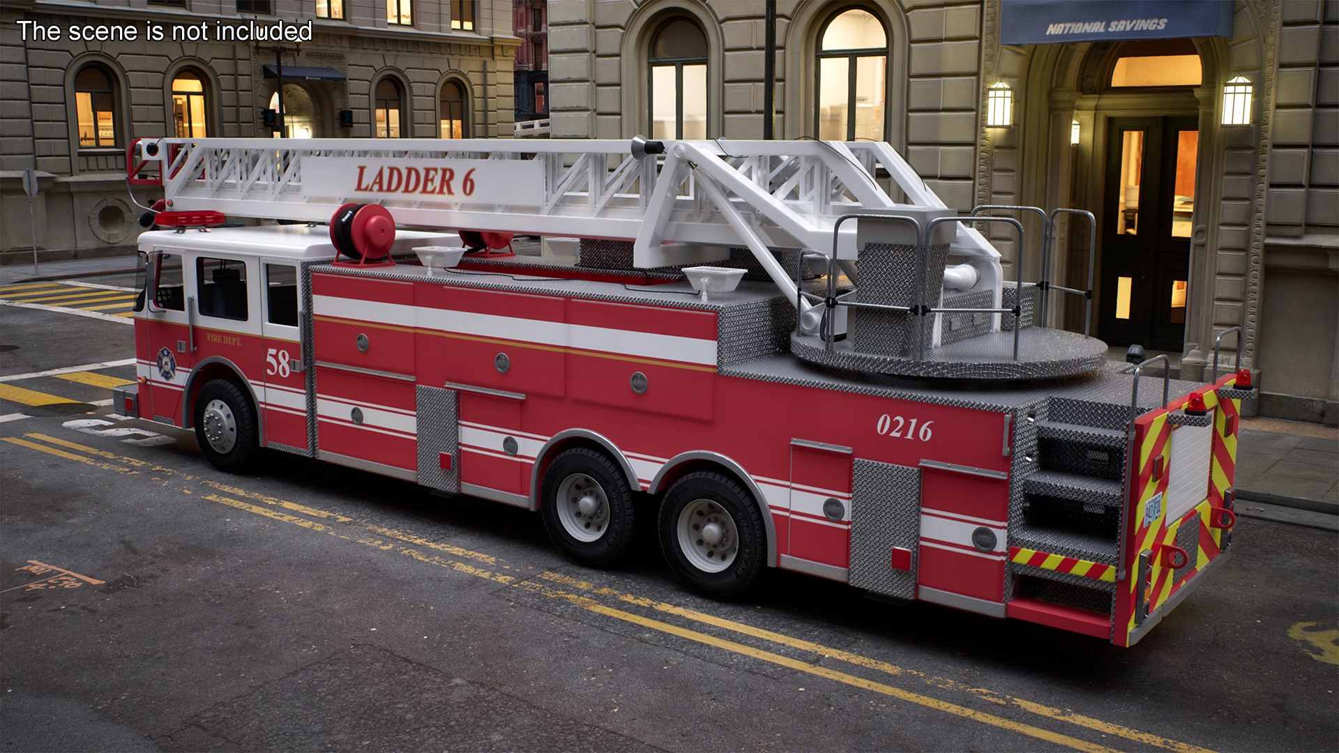 3D Rear Mount Ladder Fire Truck model