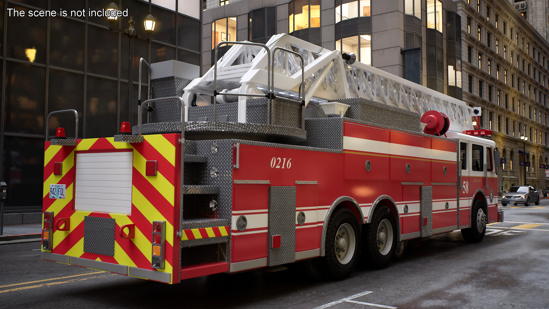 3D Rear Mount Ladder Fire Truck model