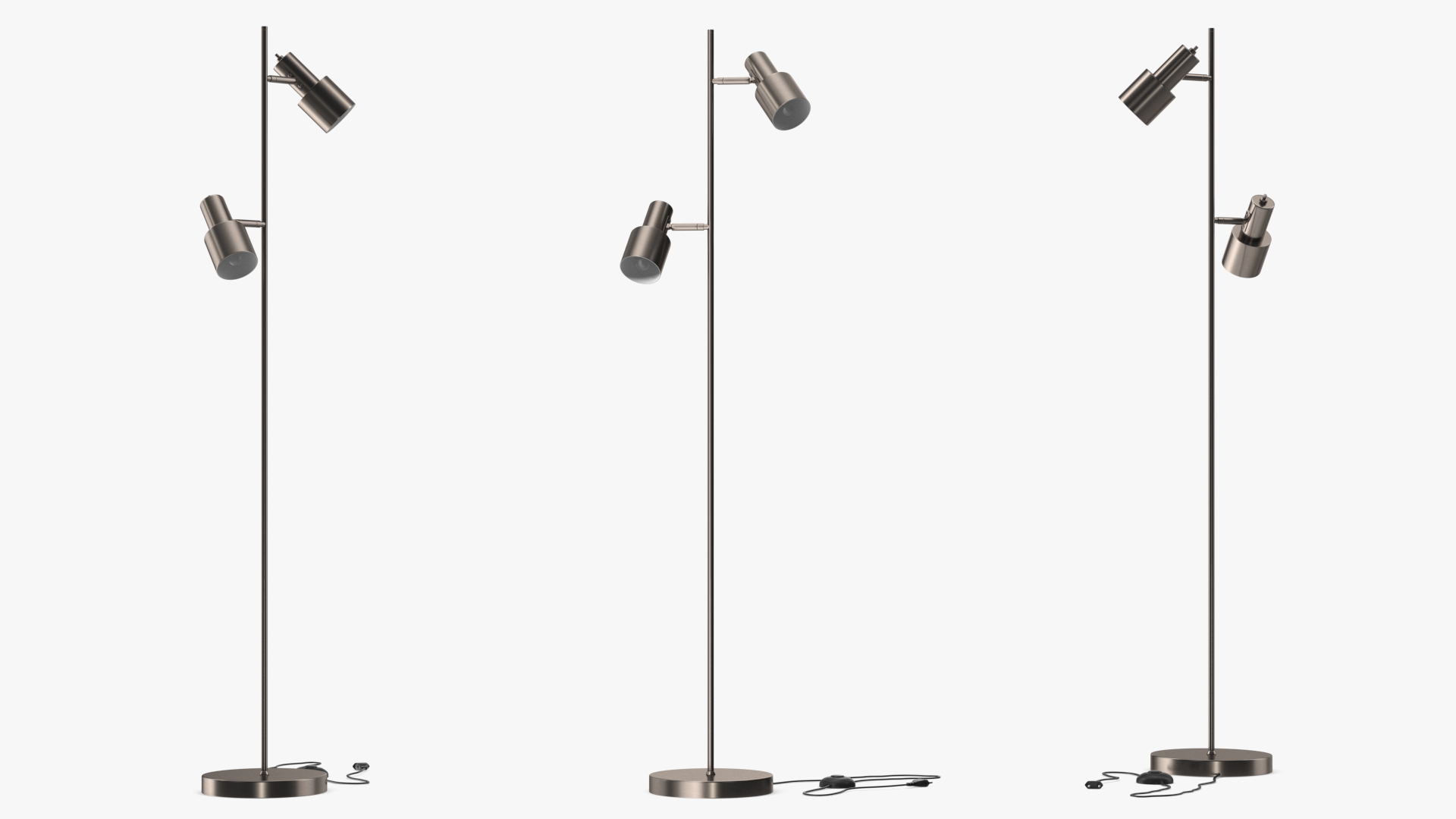 Metal Floor Lamp with Two Shades 3D