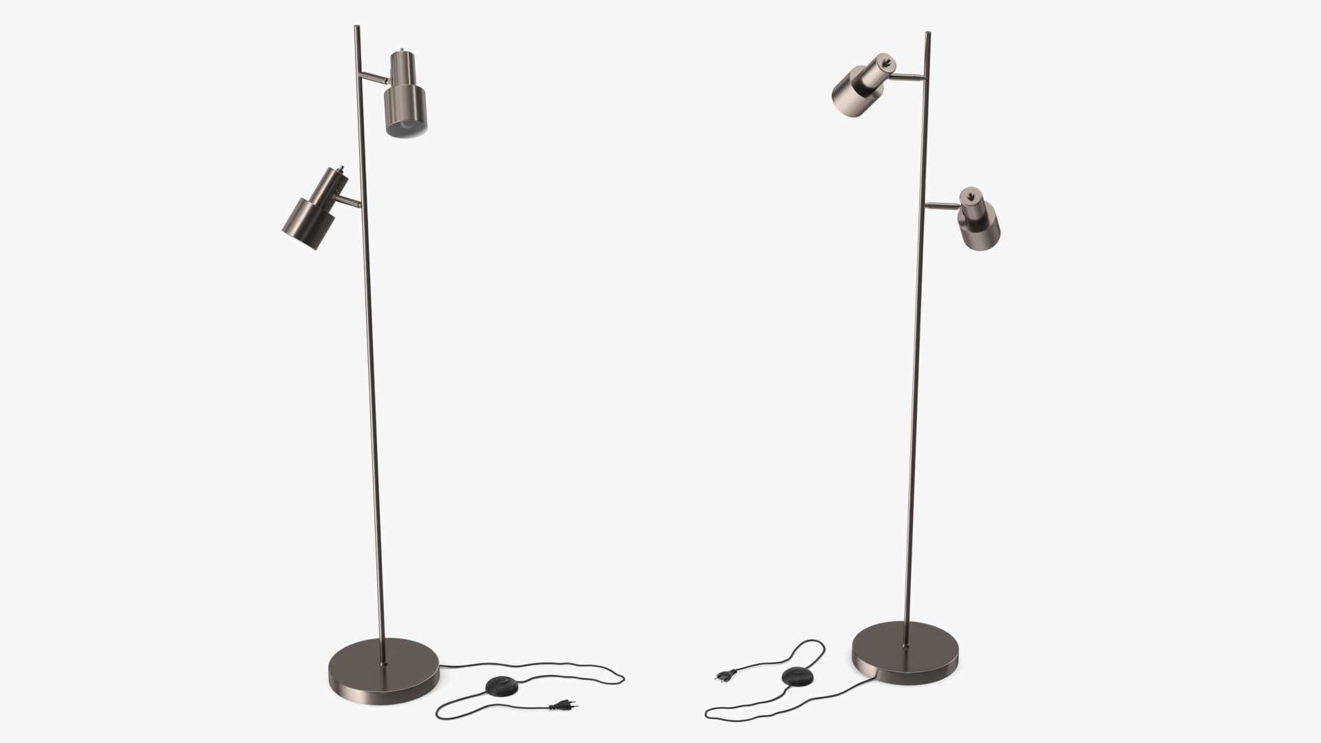 Metal Floor Lamp with Two Shades 3D