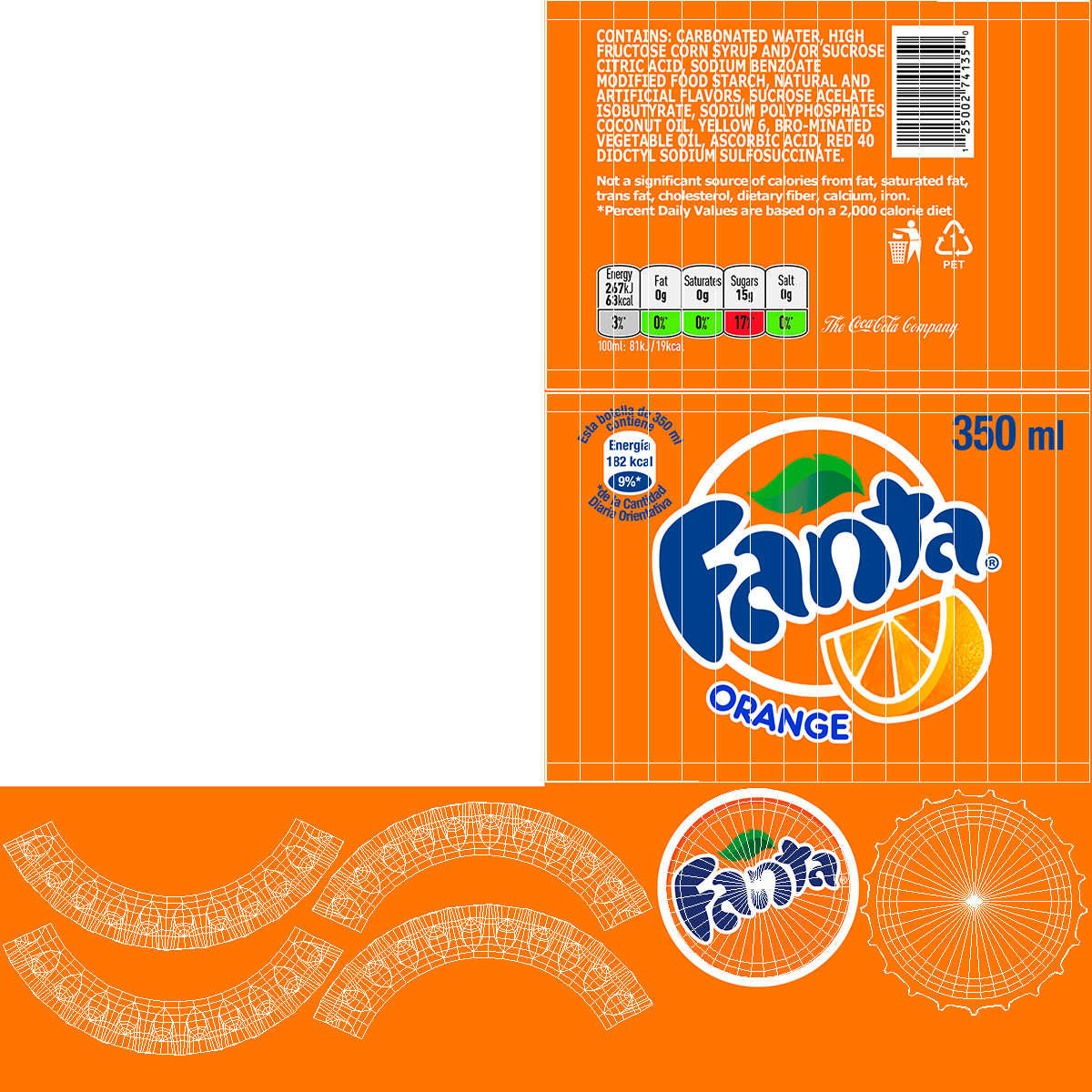 3D Fanta Glass Bottle model