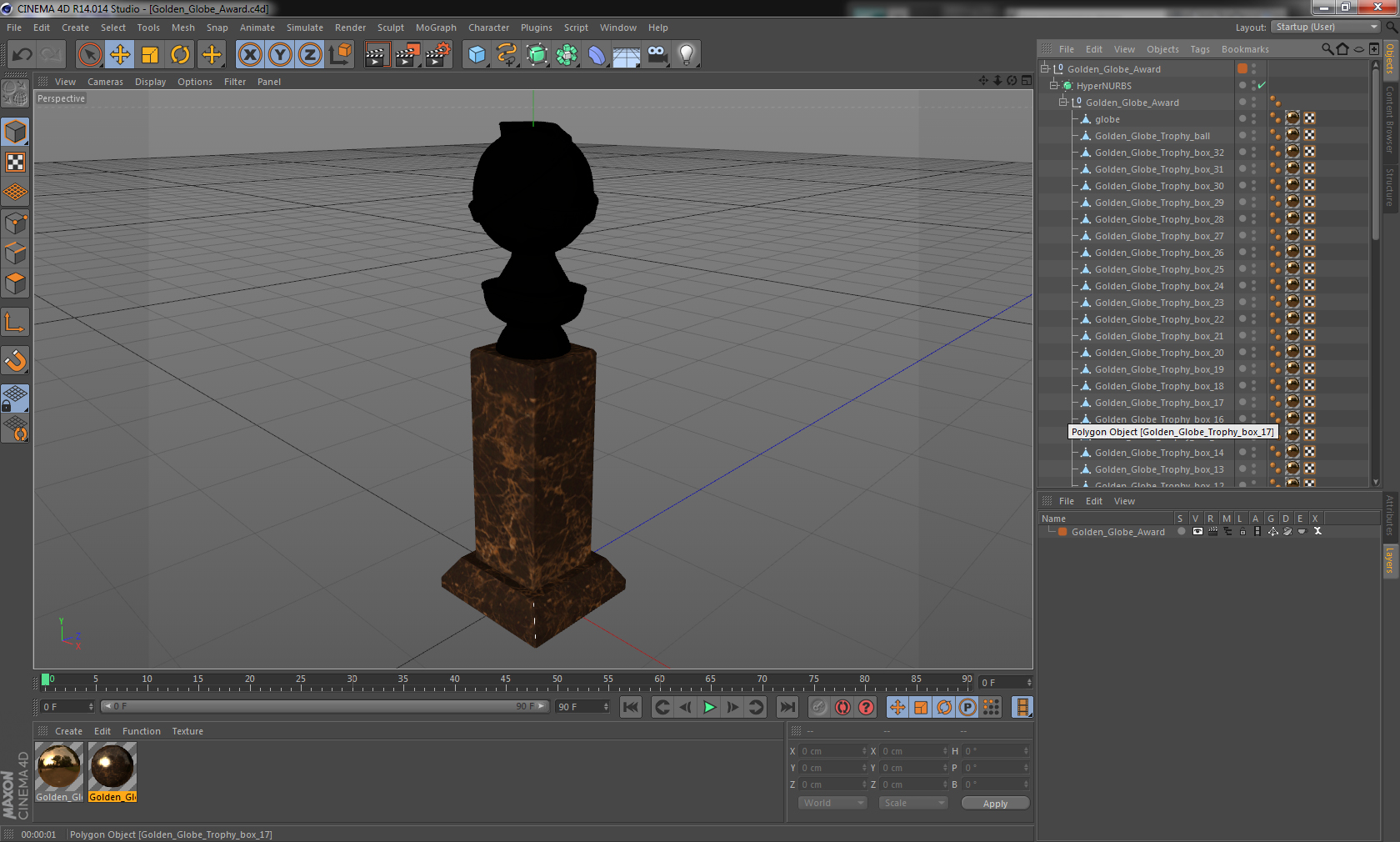 3D Golden Globe Award model