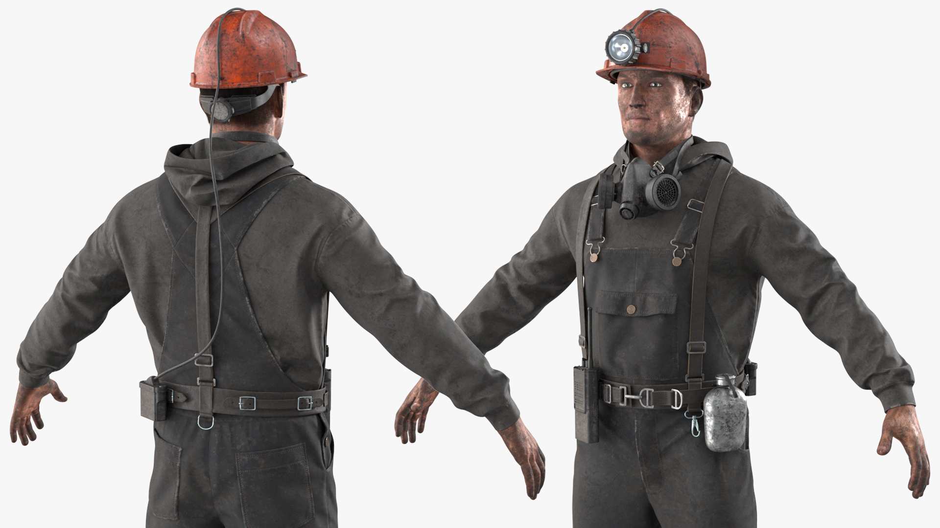 3D Coal Miner A-Pose Fur