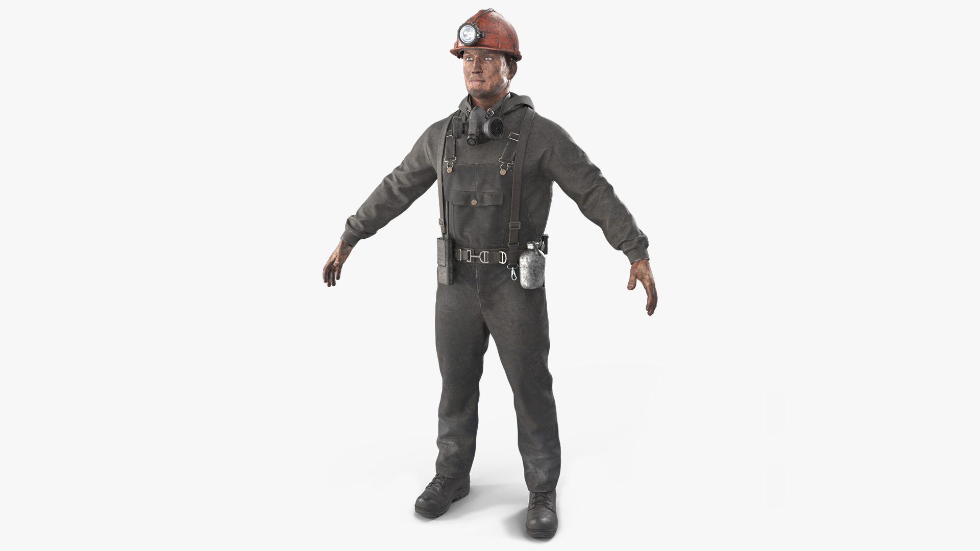 3D Coal Miner A-Pose Fur