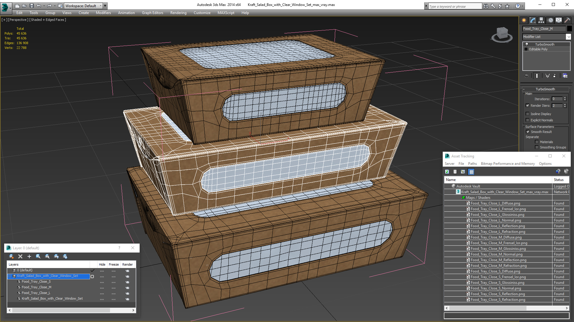 Kraft Salad Box with Clear Window Set 3D