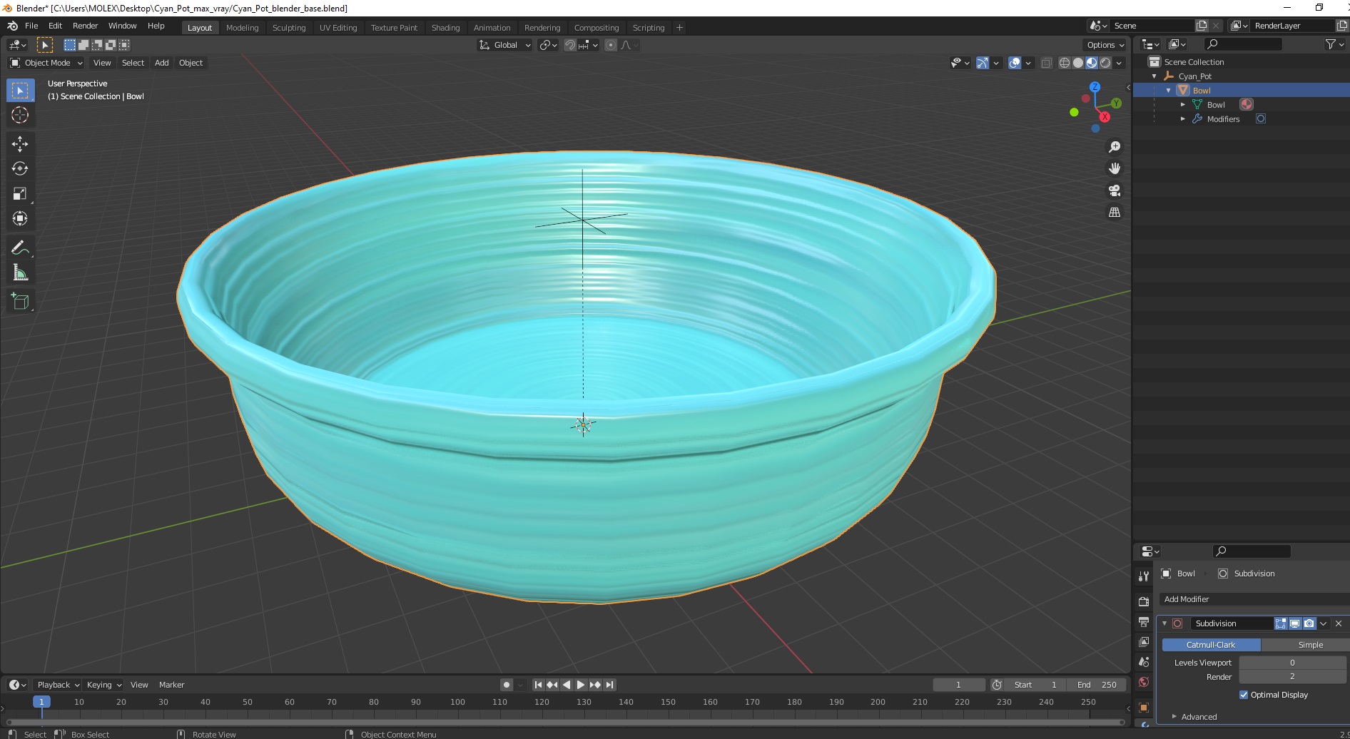 3D model Cyan Pot