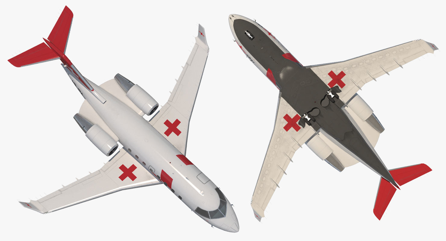 Swiss Air Ambulance Jet Bombardier Challenger 604 3D model