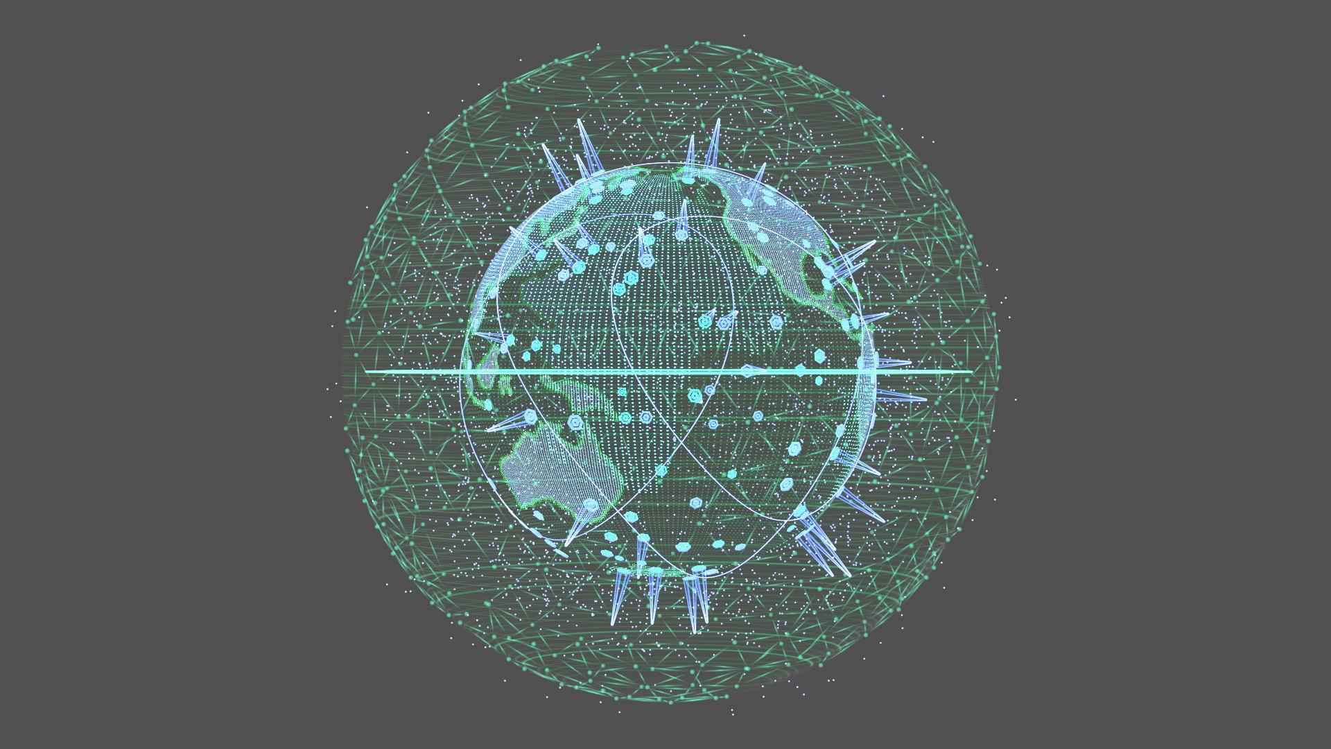 3D Futuristic Globe Hologram Green