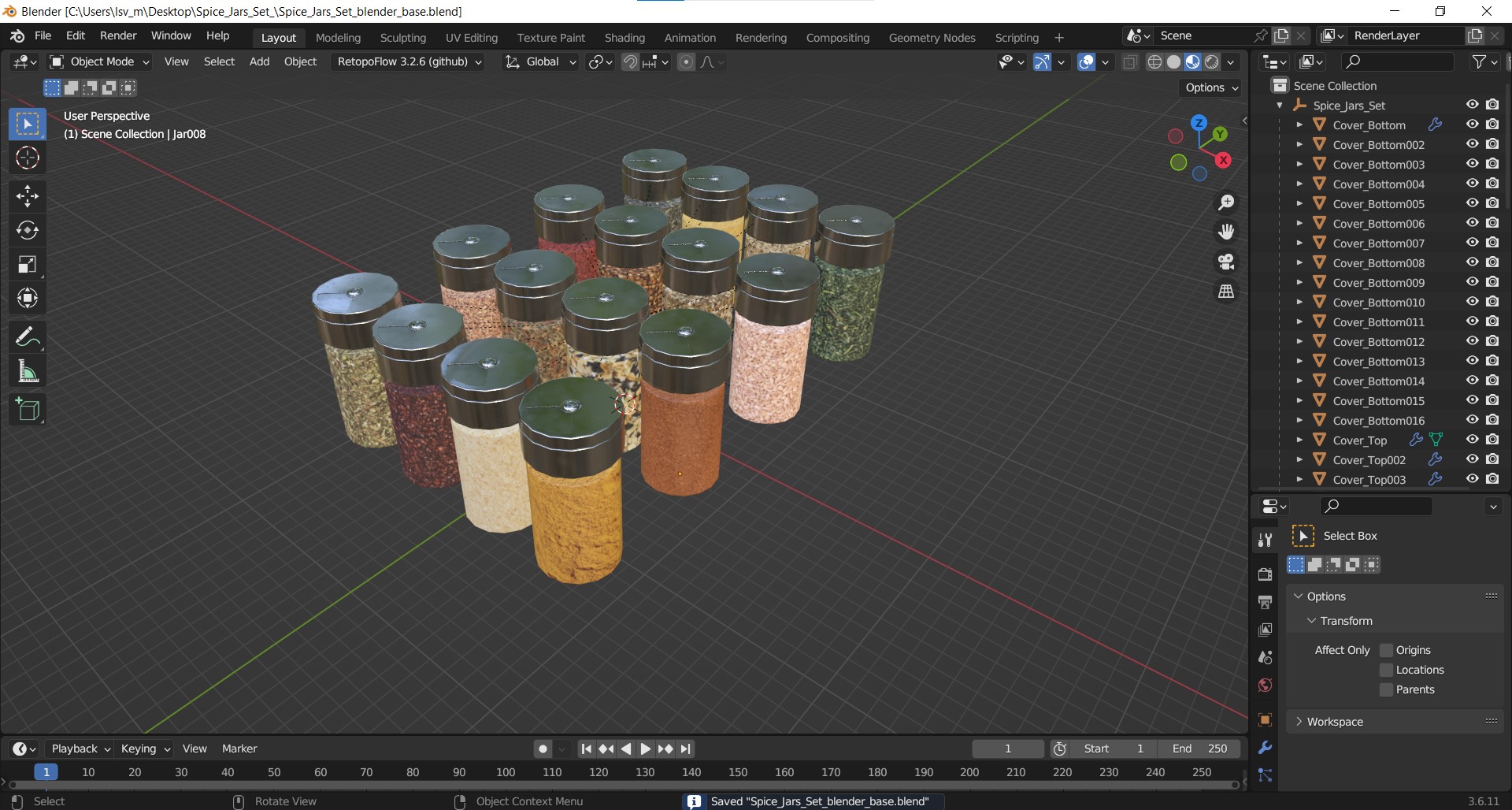 Spice Jars Set 3D model