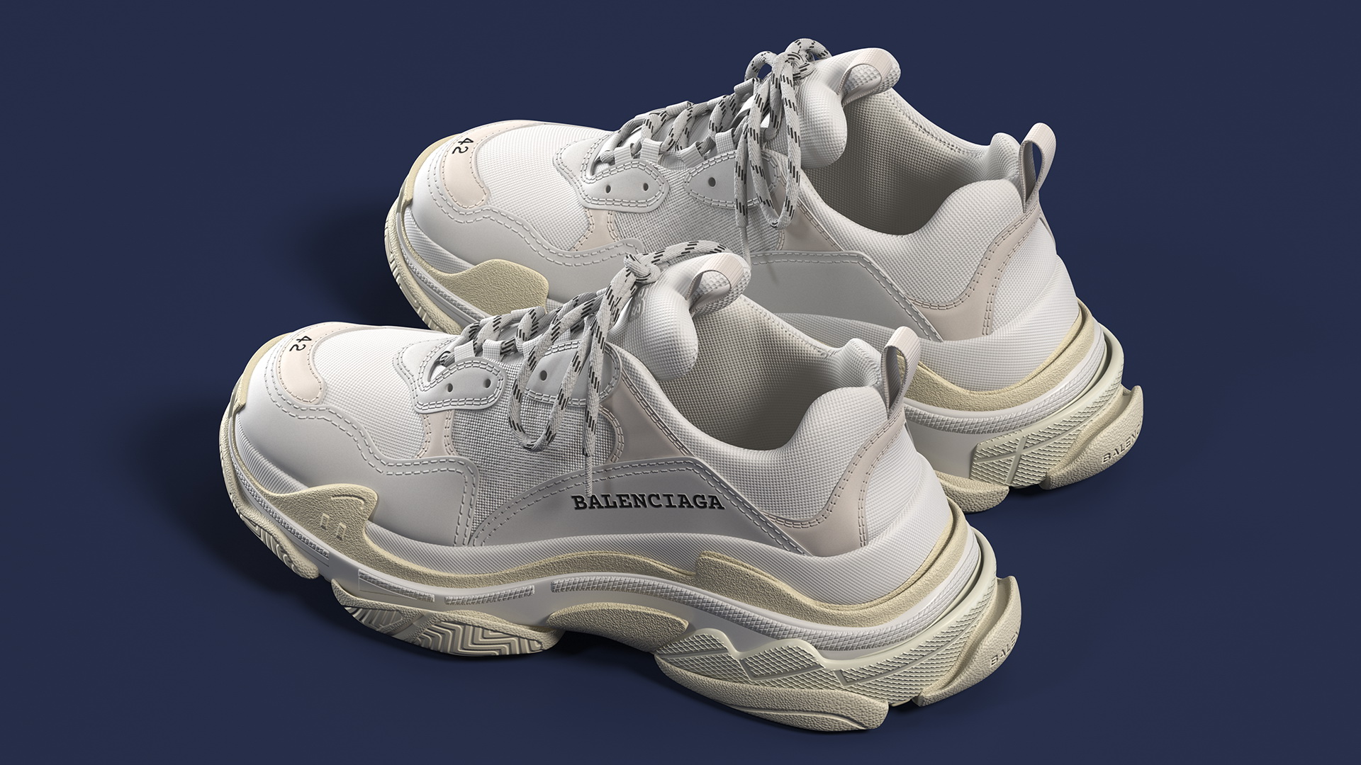 3D Balenciaga Triple S Sneaker White model