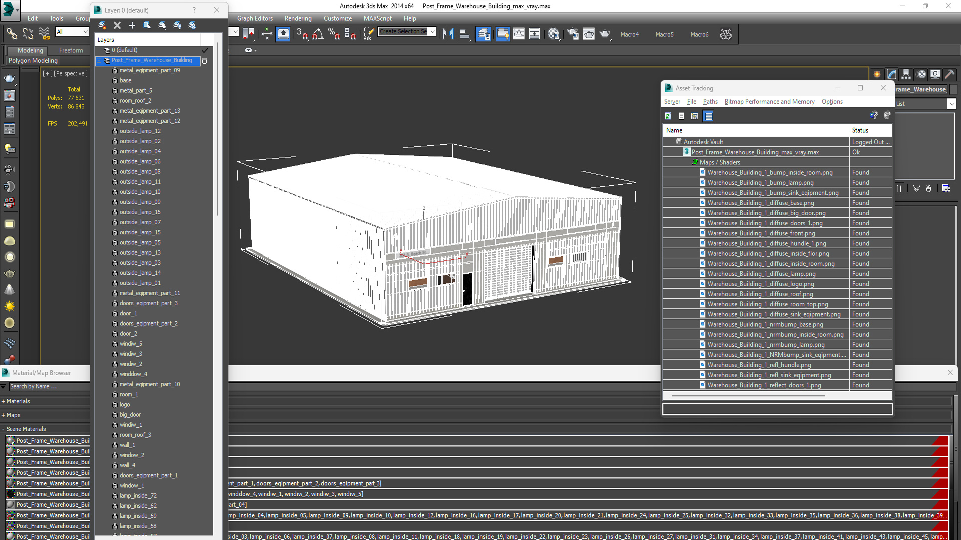 Post Frame Warehouse Building 3D model