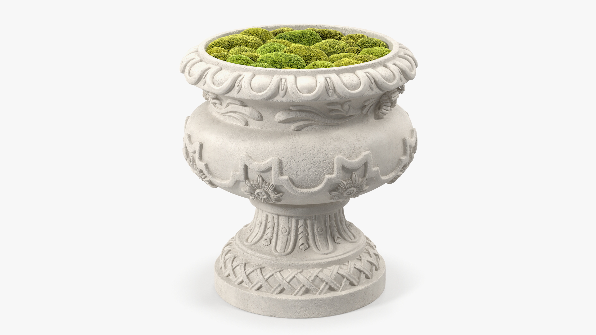 Planter Urn With Moss Garden h45 3D