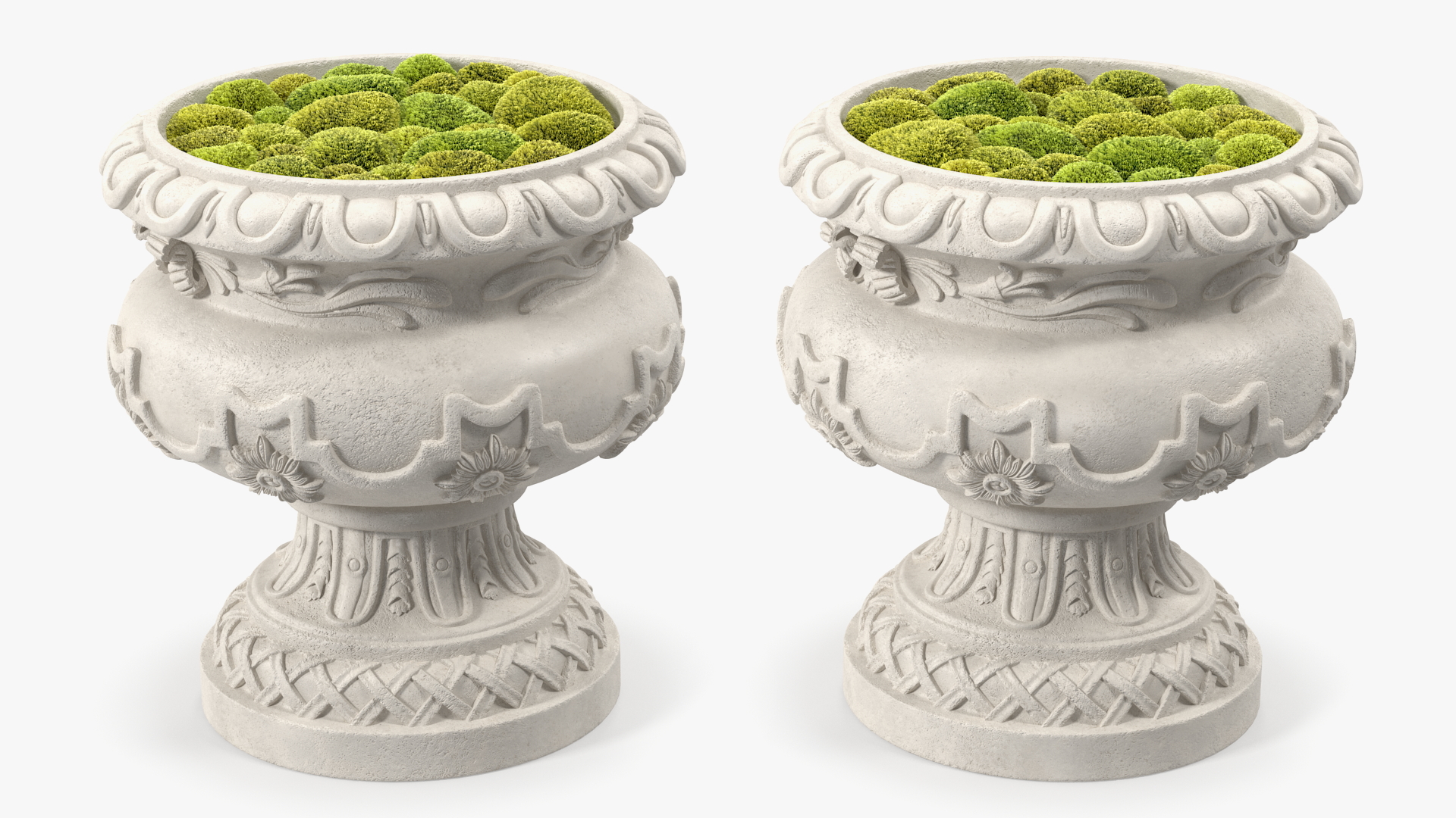 Planter Urn With Moss Garden h45 3D