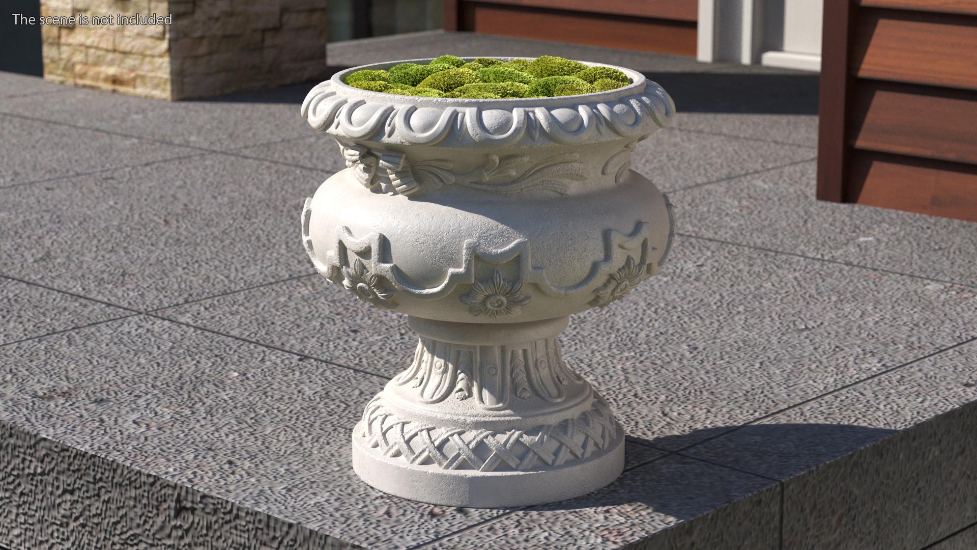 Planter Urn With Moss Garden h45 3D