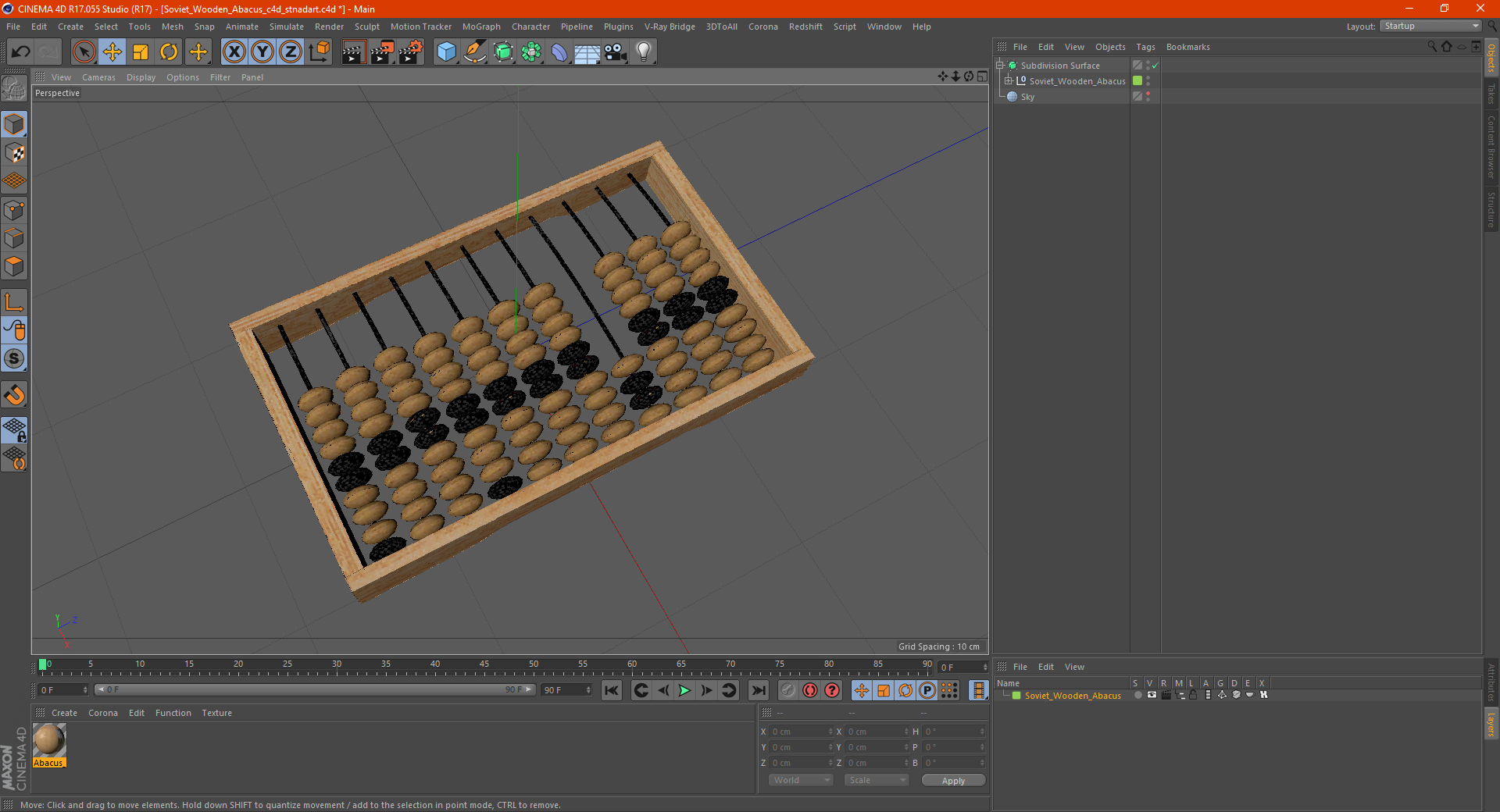 3D model Soviet Wooden Abacus