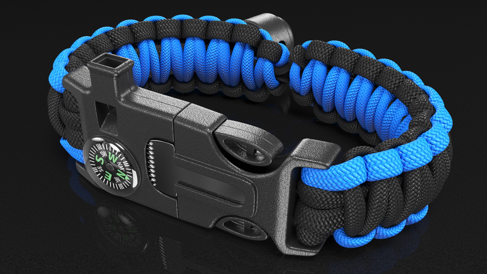 3D Paracord Survival Bracelet Blue