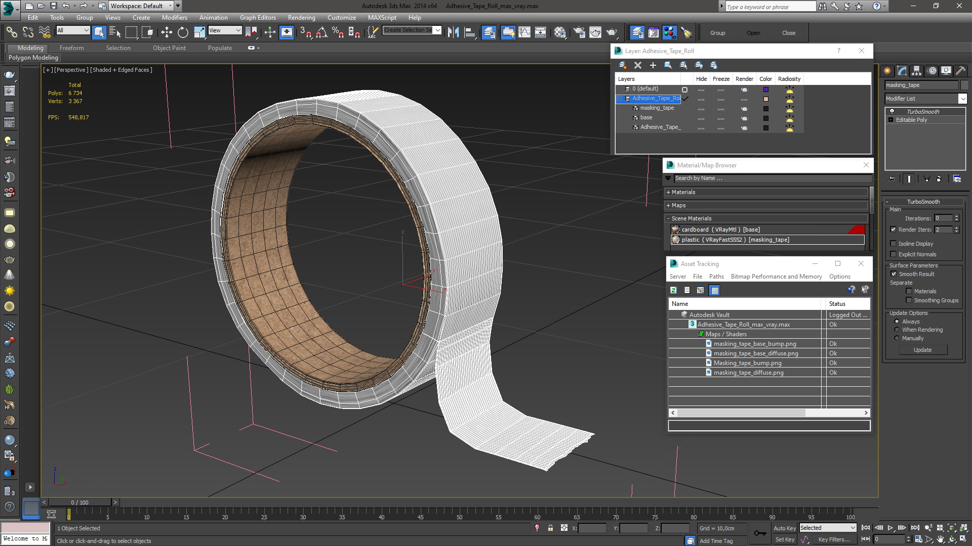 3D Adhesive Tape Roll model