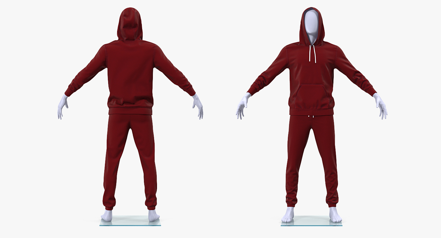 3D model Sportswear Suit Raised Hood on Mannequin