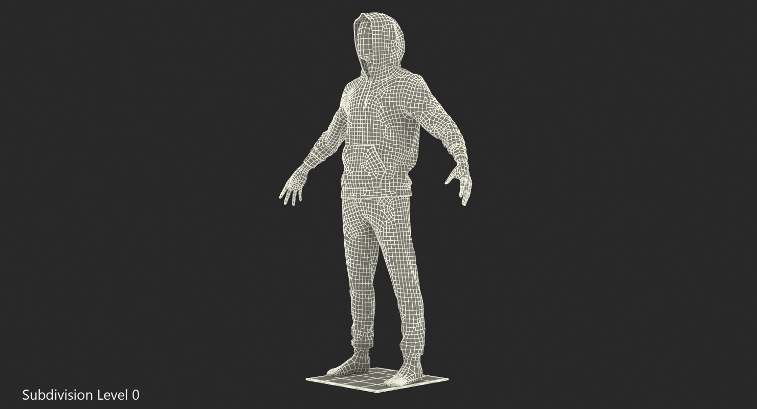 3D model Sportswear Suit Raised Hood on Mannequin