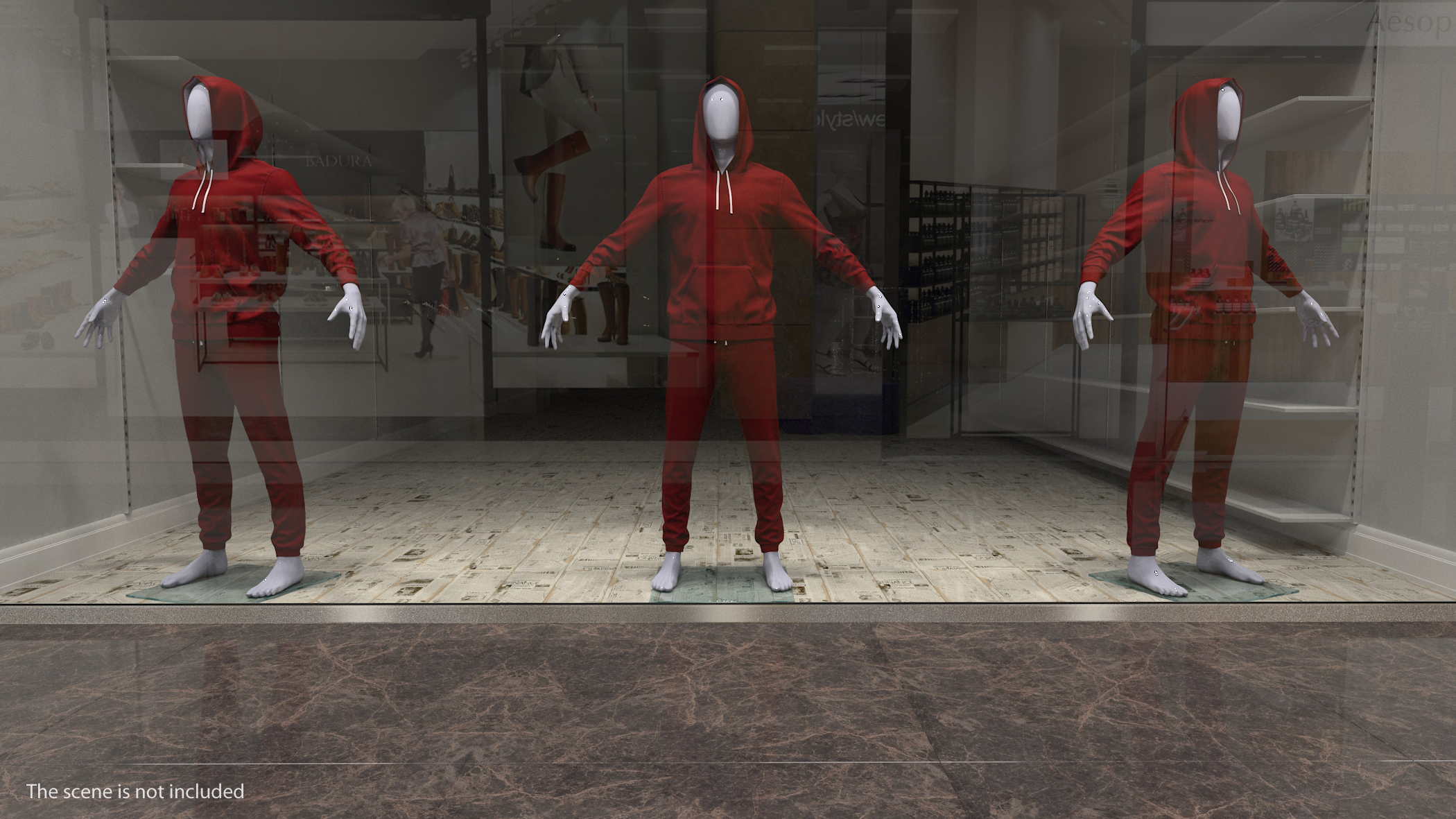 3D model Sportswear Suit Raised Hood on Mannequin