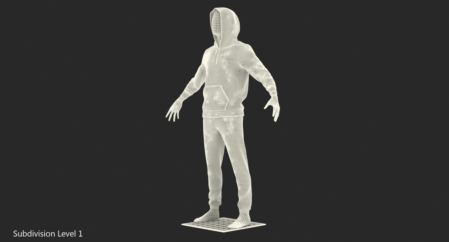 3D model Sportswear Suit Raised Hood on Mannequin