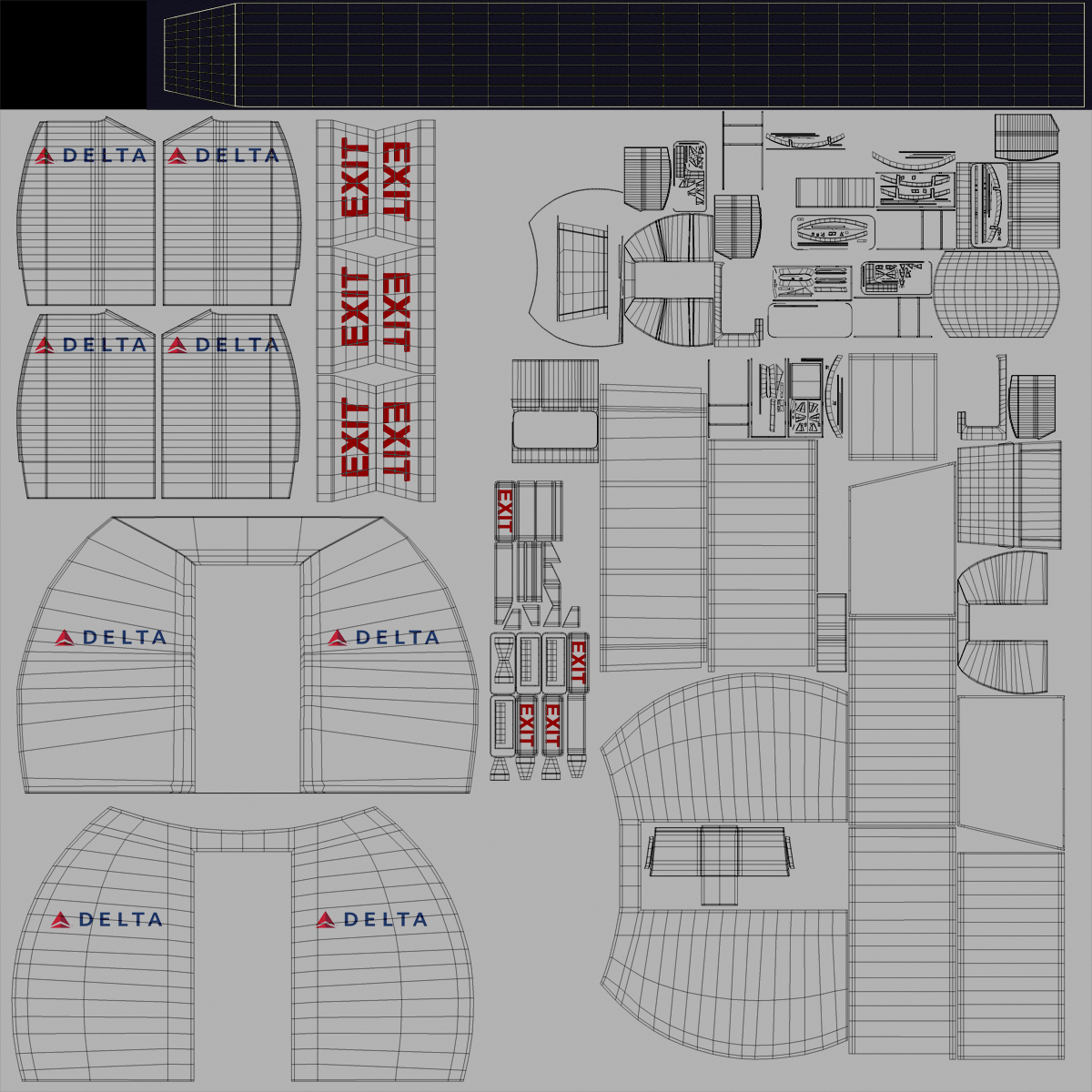 Boeing 737 900 ER Southwest Airlines with Cabin Rigged 3D model