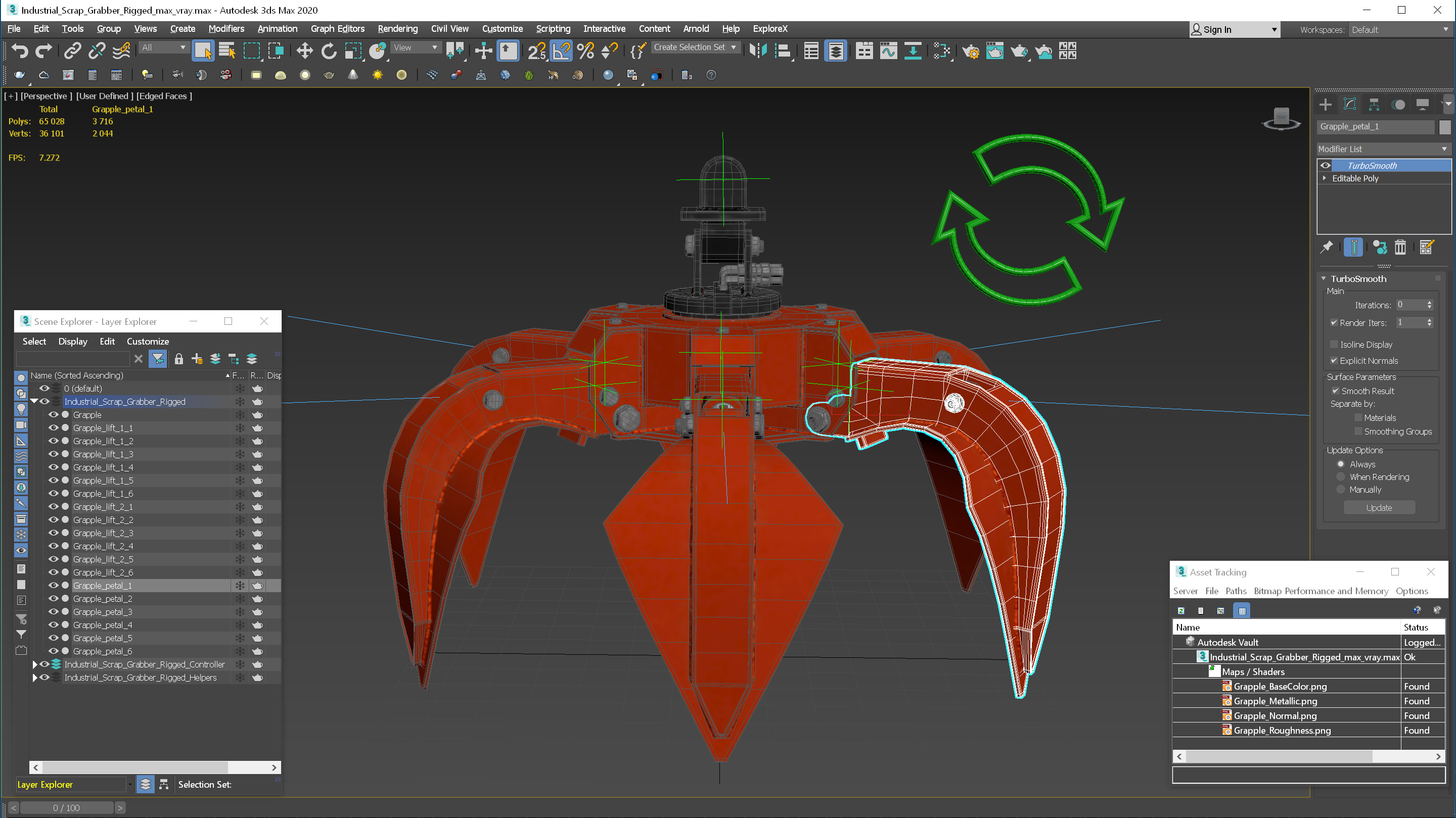 3D Industrial Scrap Grabber Rigged