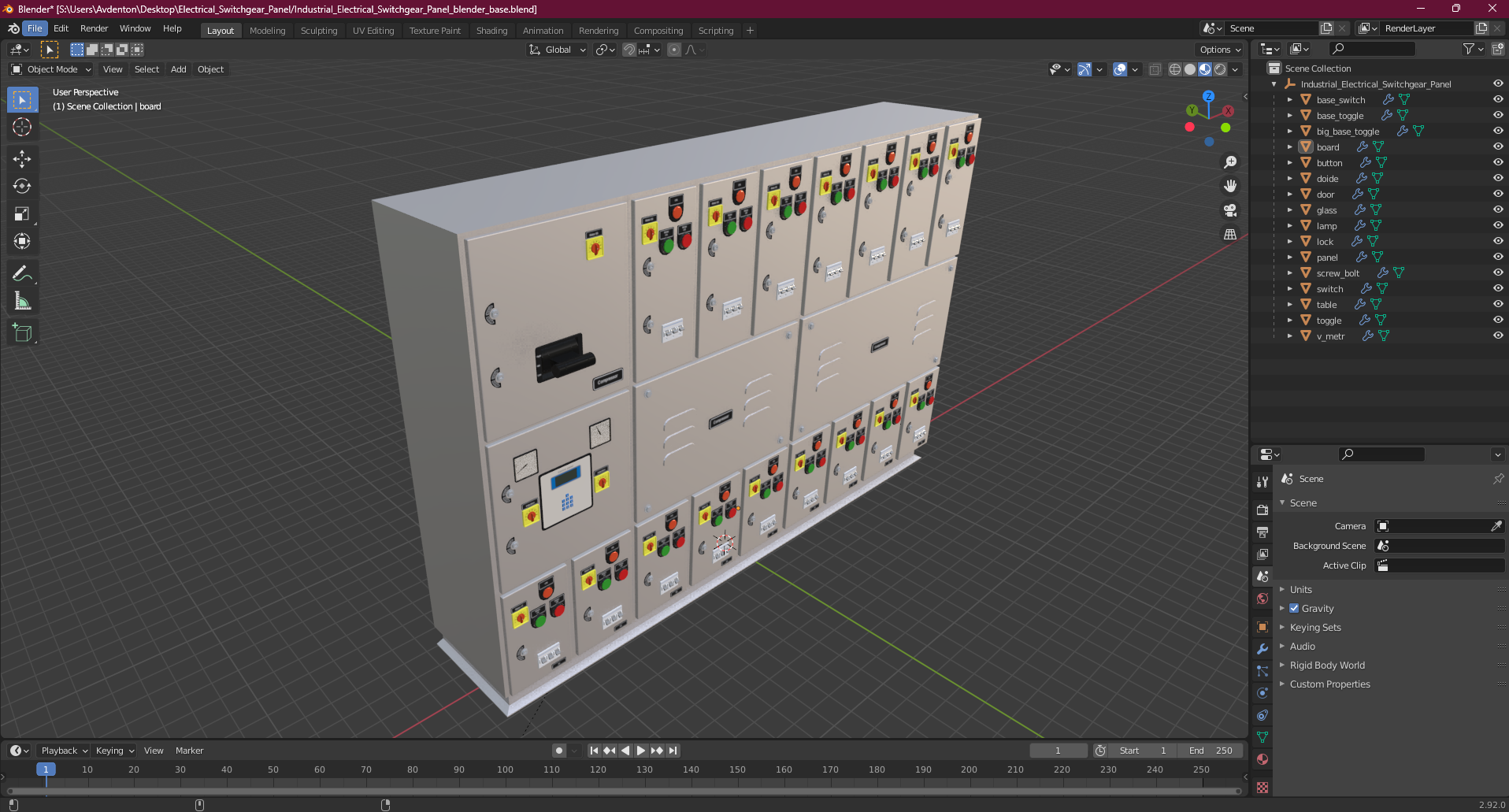 3D Industrial Electrical Switchgear Panel model