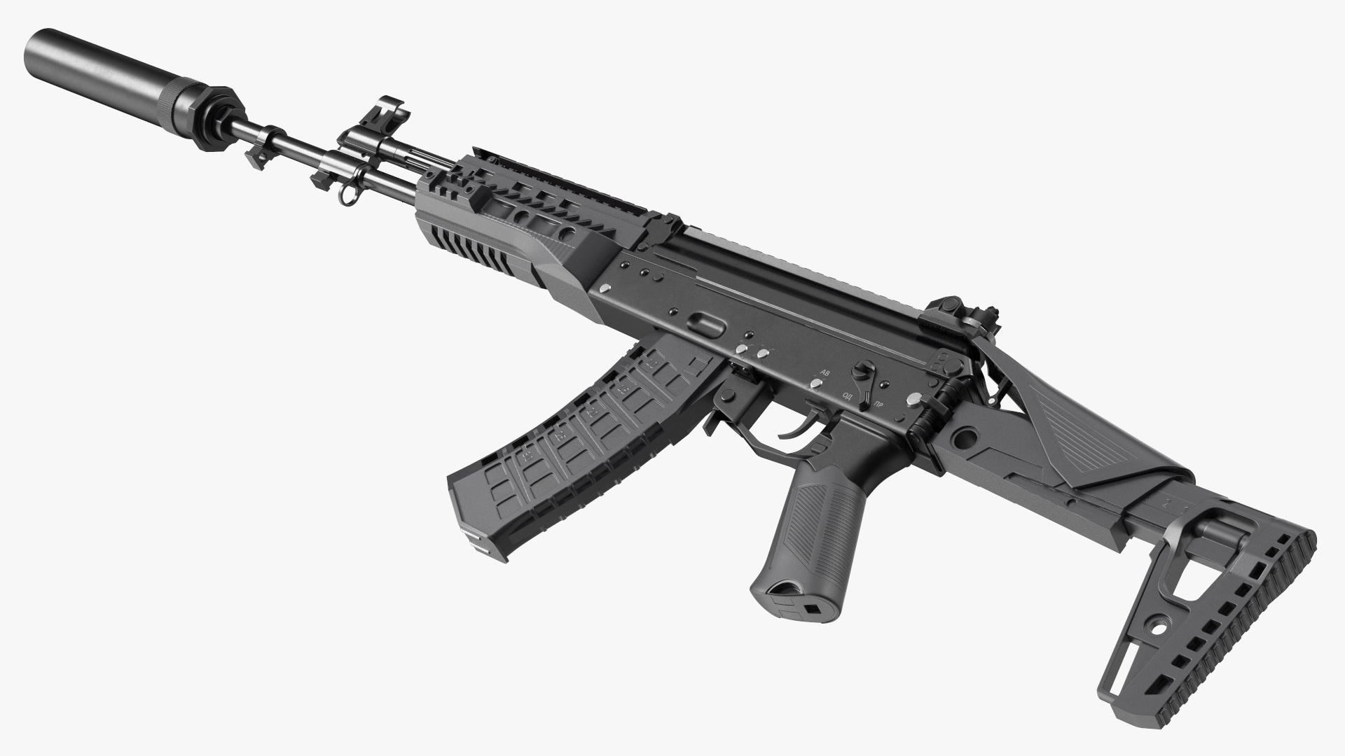 Silenced Kalashnikov Firearm AK-12 3D model