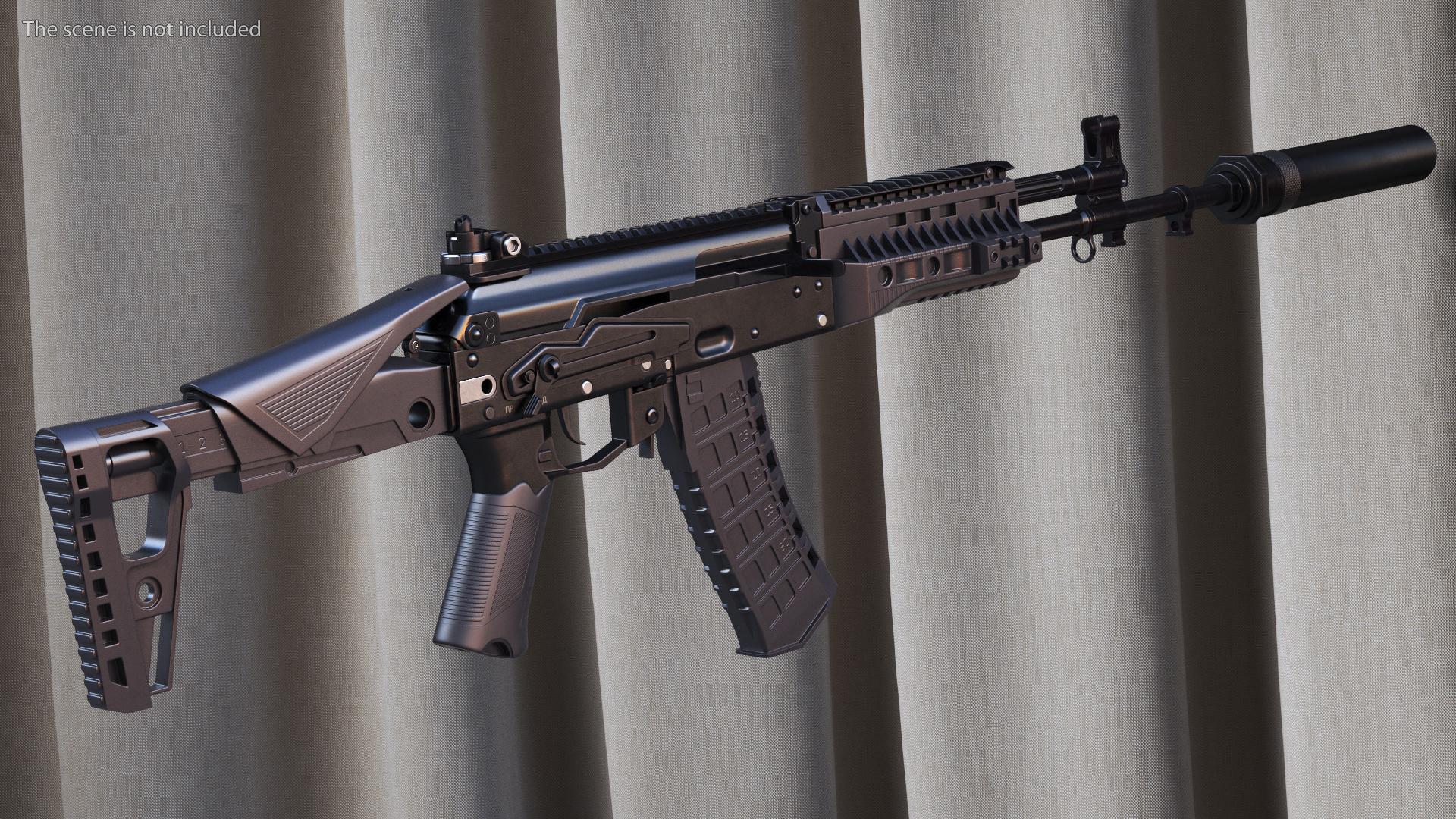 Silenced Kalashnikov Firearm AK-12 3D model